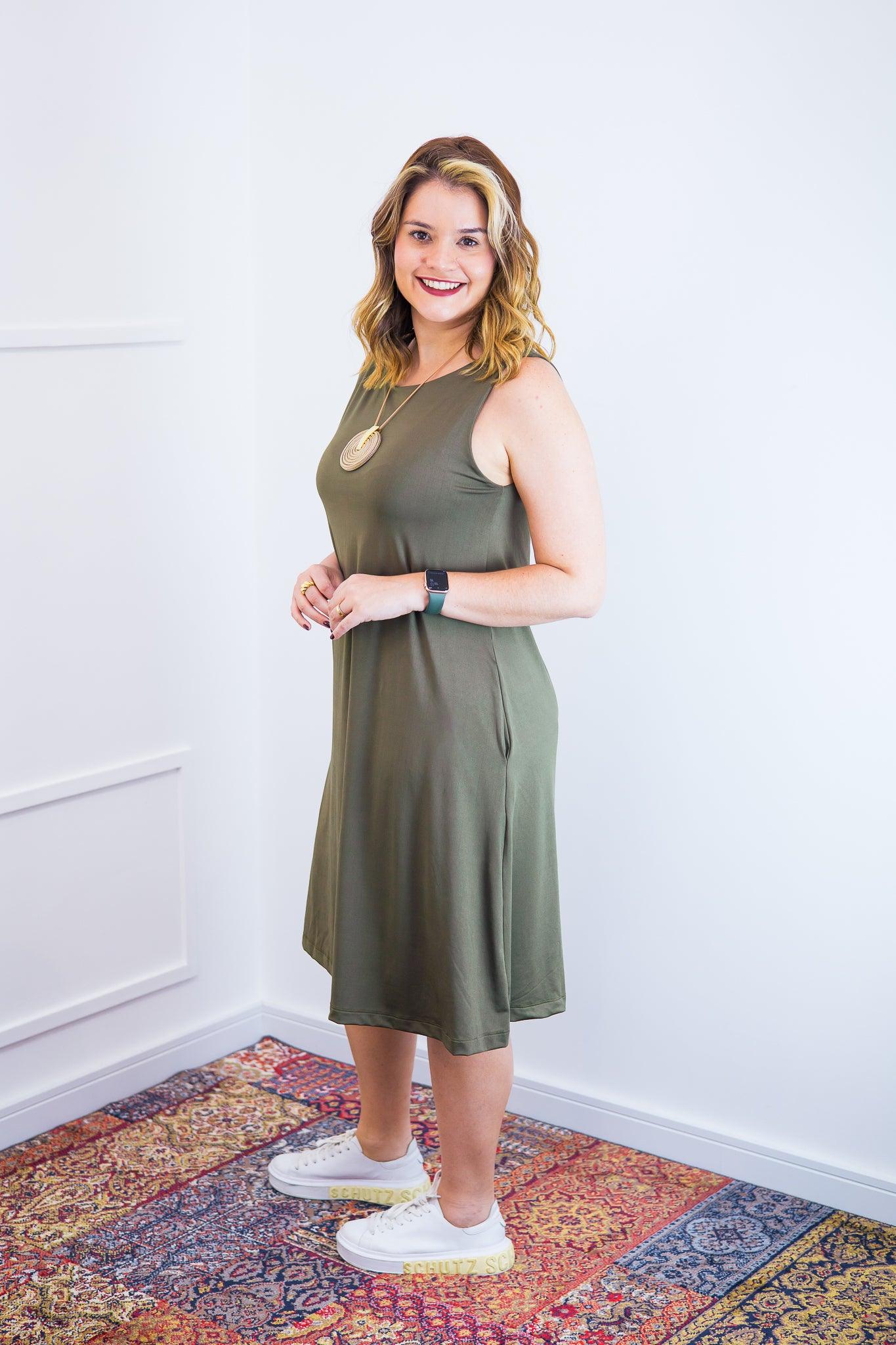 Vestido Sofia - Malha Confort Regata Midi - Bazar Online