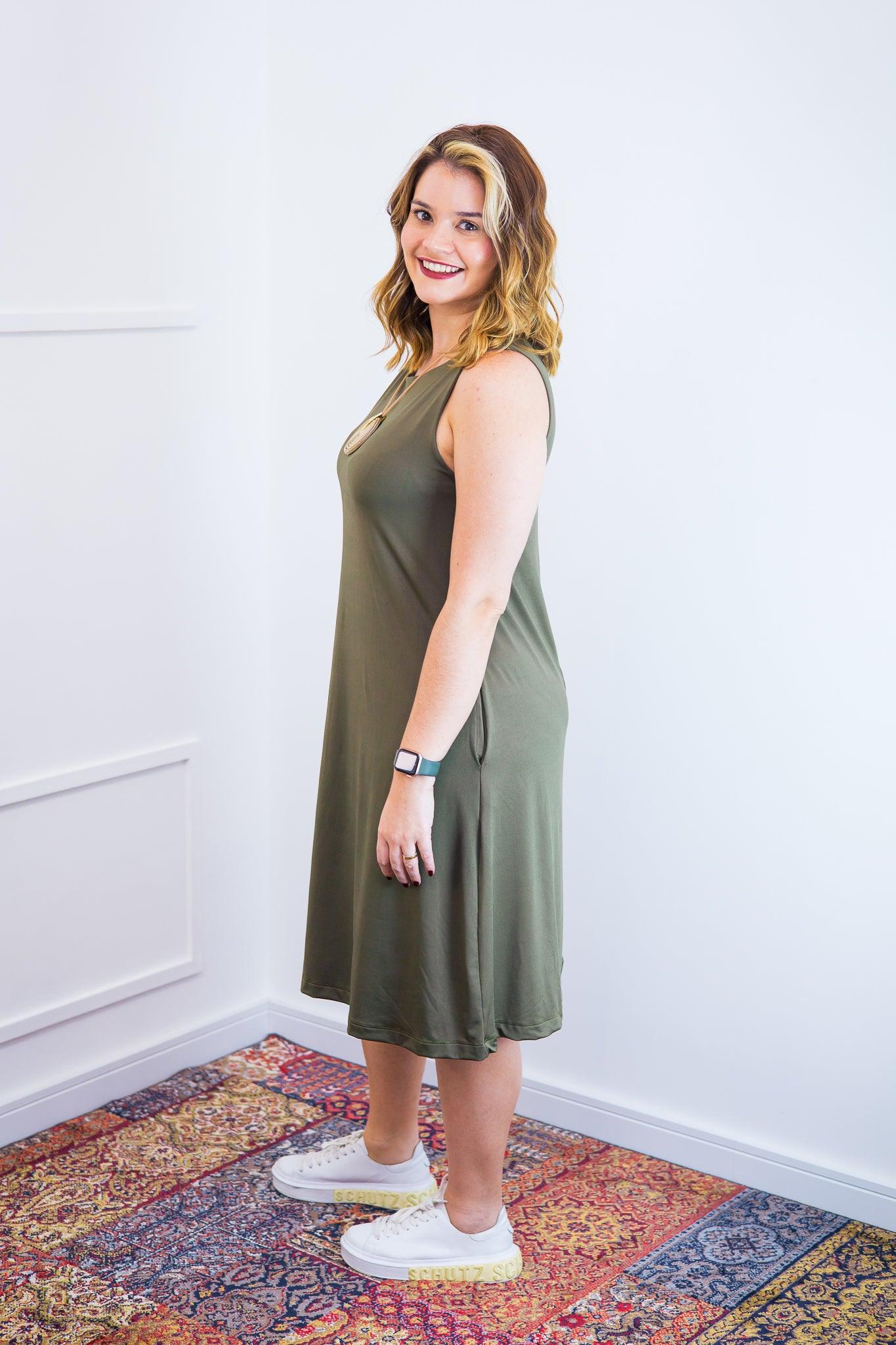 Vestido Sofia - Malha Confort Regata Midi - Bazar Online