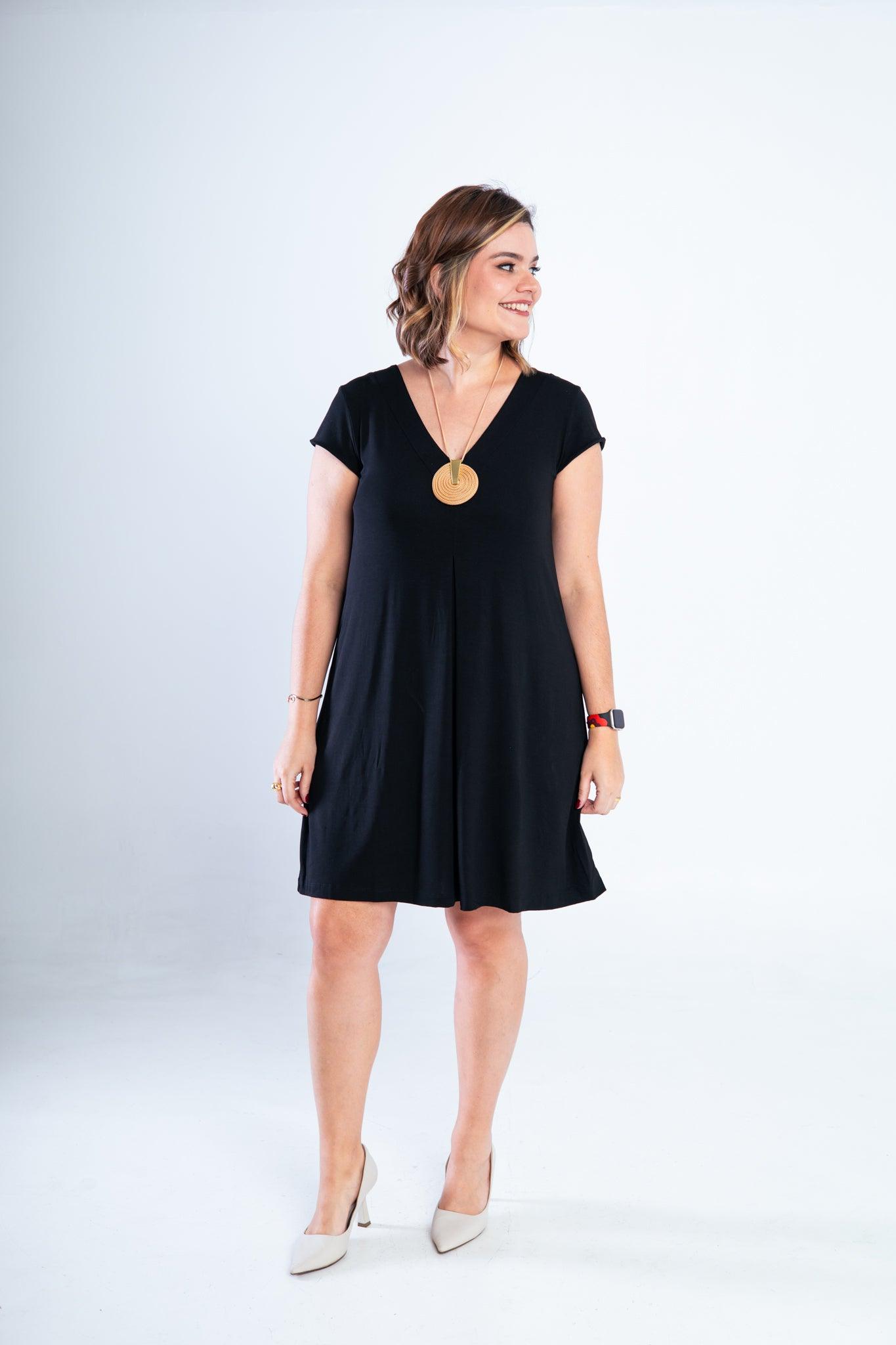 Vestido Laura - Evasê Decote V em Viscolycra - Bazar Online