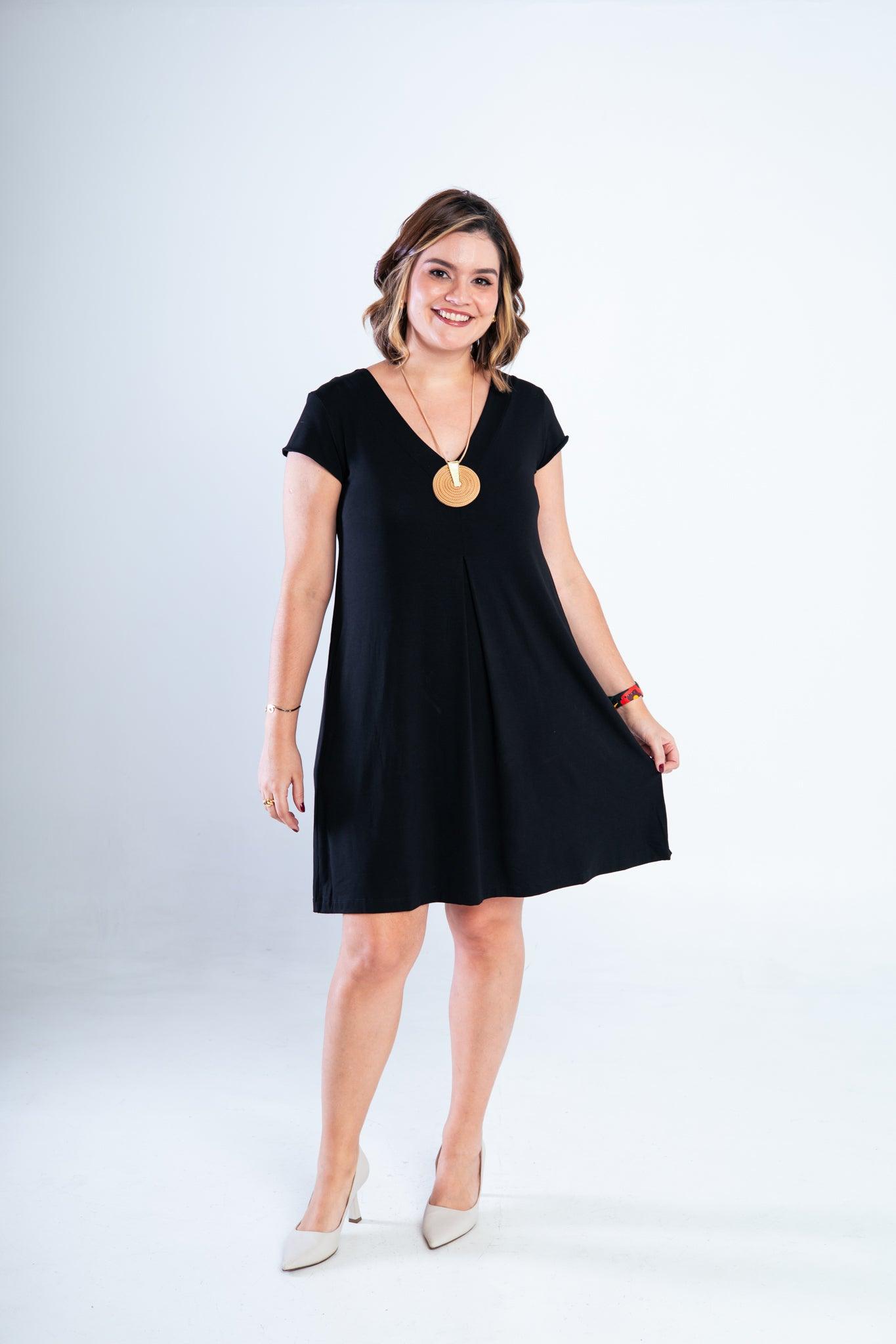 Vestido Laura - Evasê Decote V em Viscolycra - Bazar Online