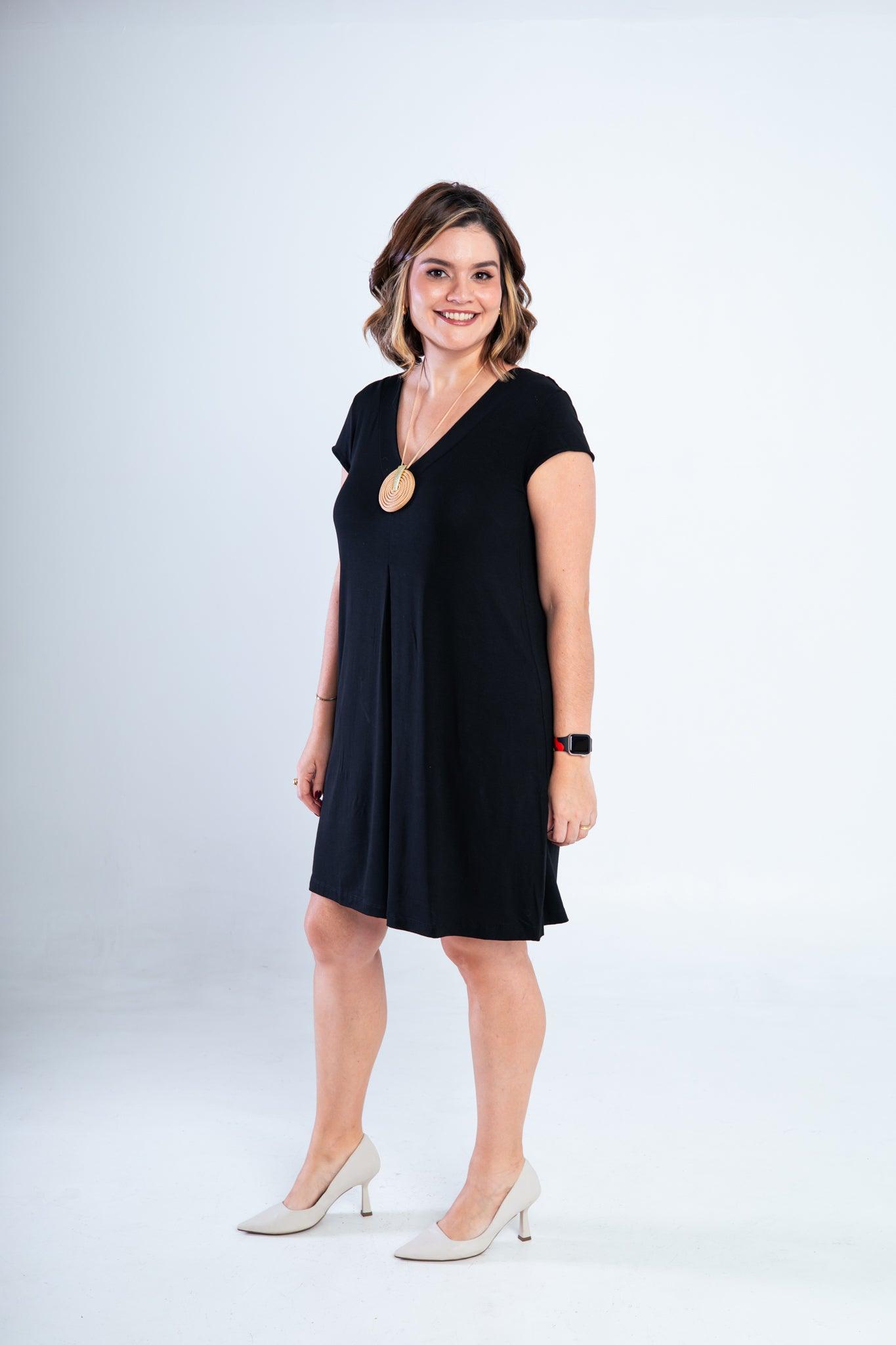 Vestido Laura - Evasê Decote V em Viscolycra - Bazar Online