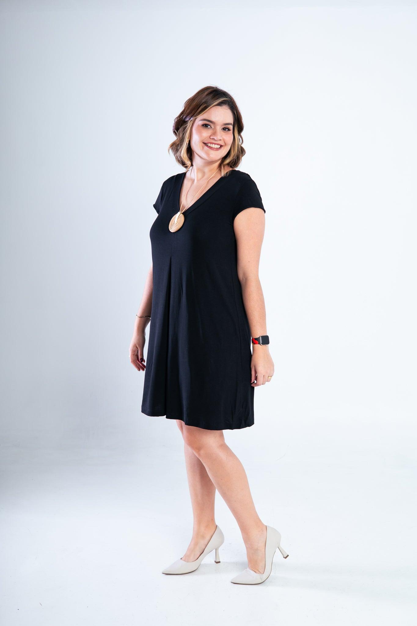 Vestido Laura - Evasê Decote V em Viscolycra - Bazar Online