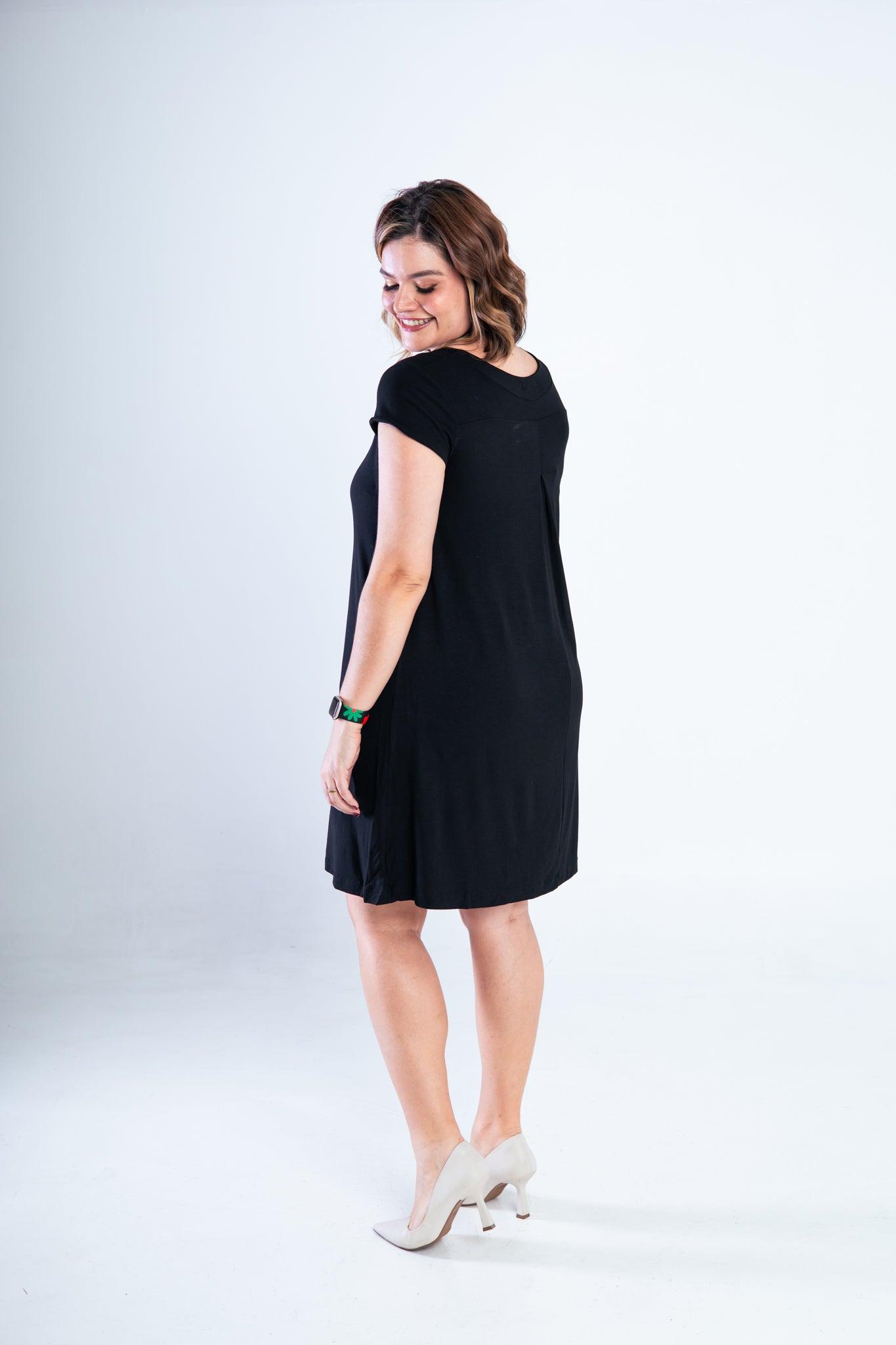 Vestido Laura - Evasê Decote V em Viscolycra - Bazar Online