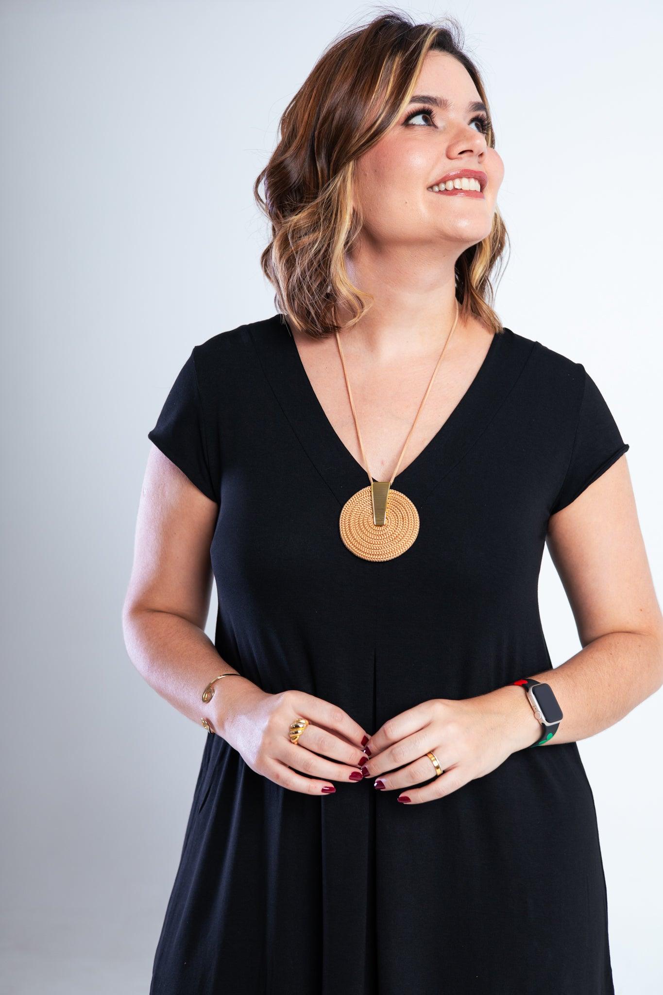 Vestido Laura - Evasê Decote V em Viscolycra - Bazar Online