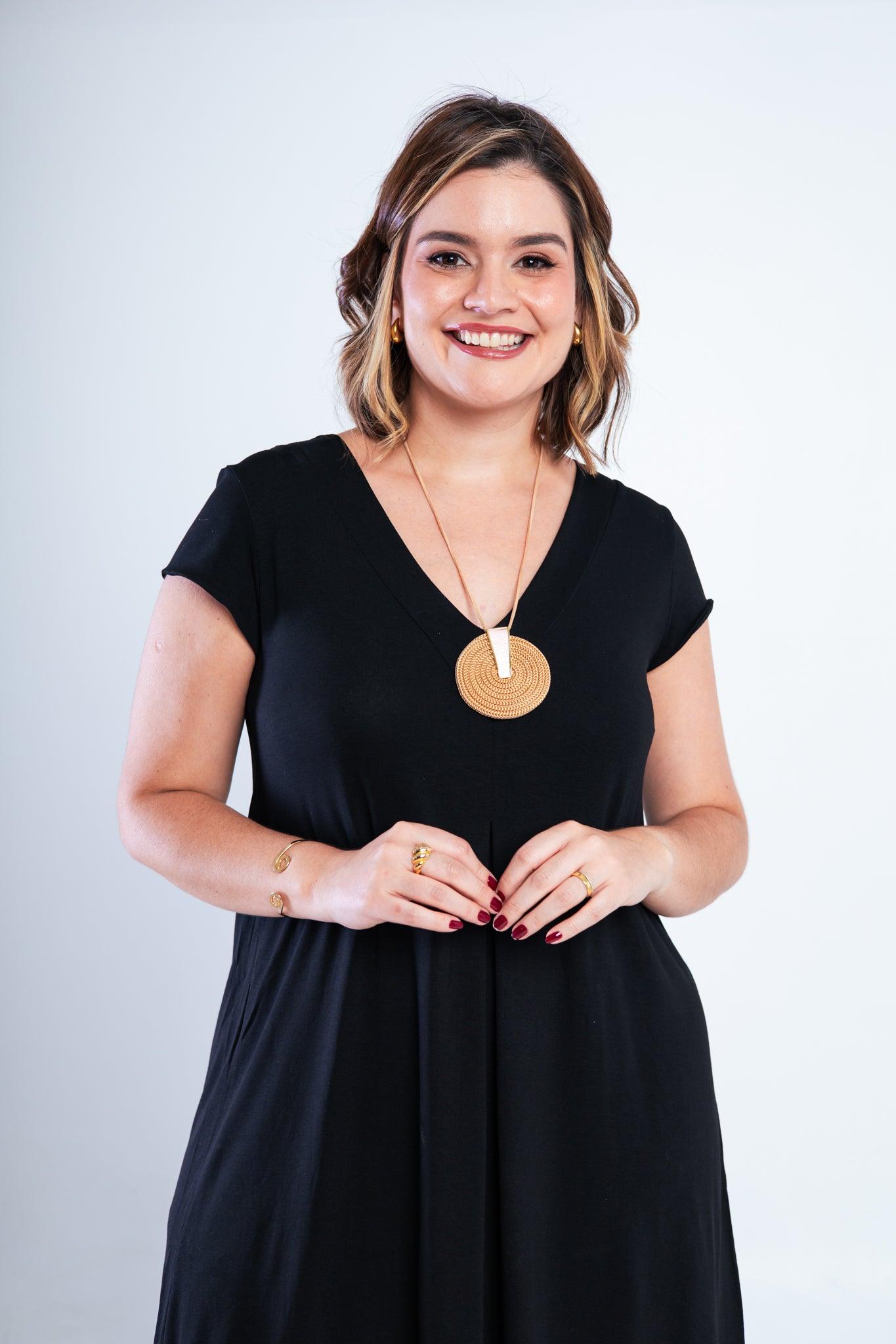 Vestido Laura - Evasê Decote V em Viscolycra - Bazar Online