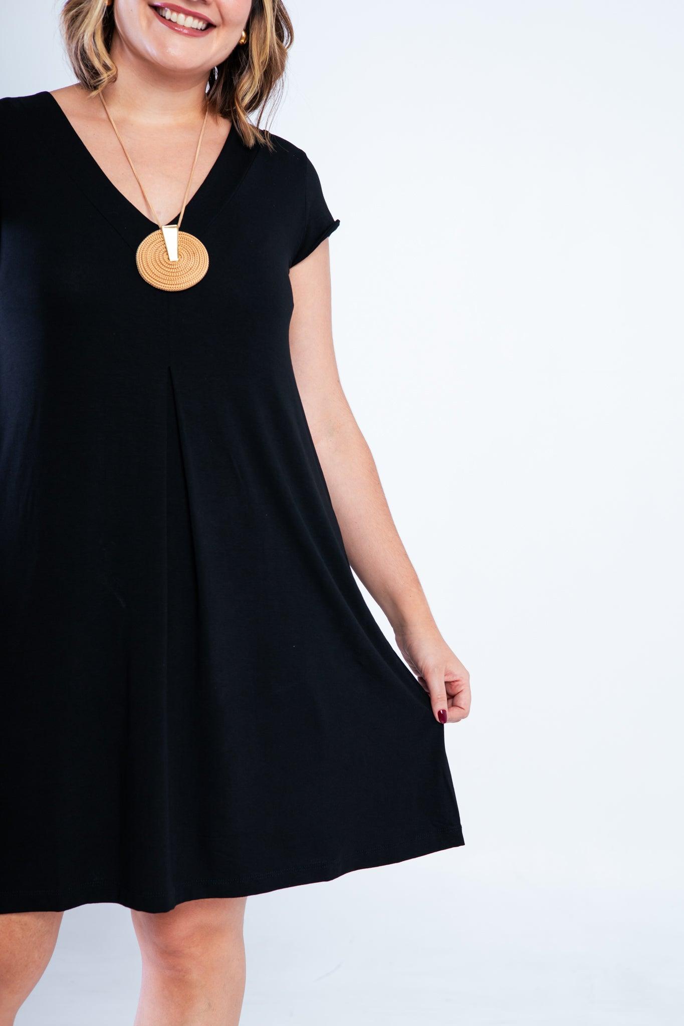 Vestido Laura - Evasê Decote V em Viscolycra - Bazar Online