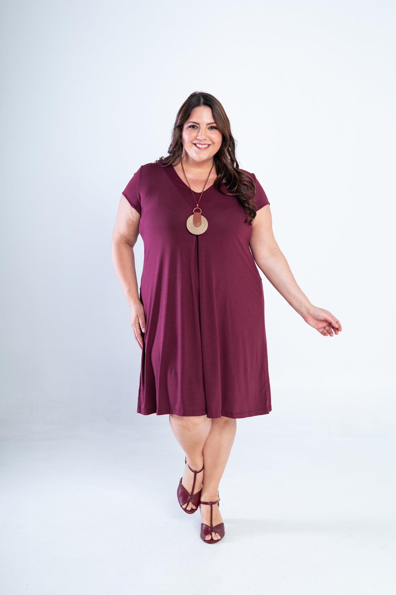 Vestido Laura - Evasê Decote V em Viscolycra - Bazar Online