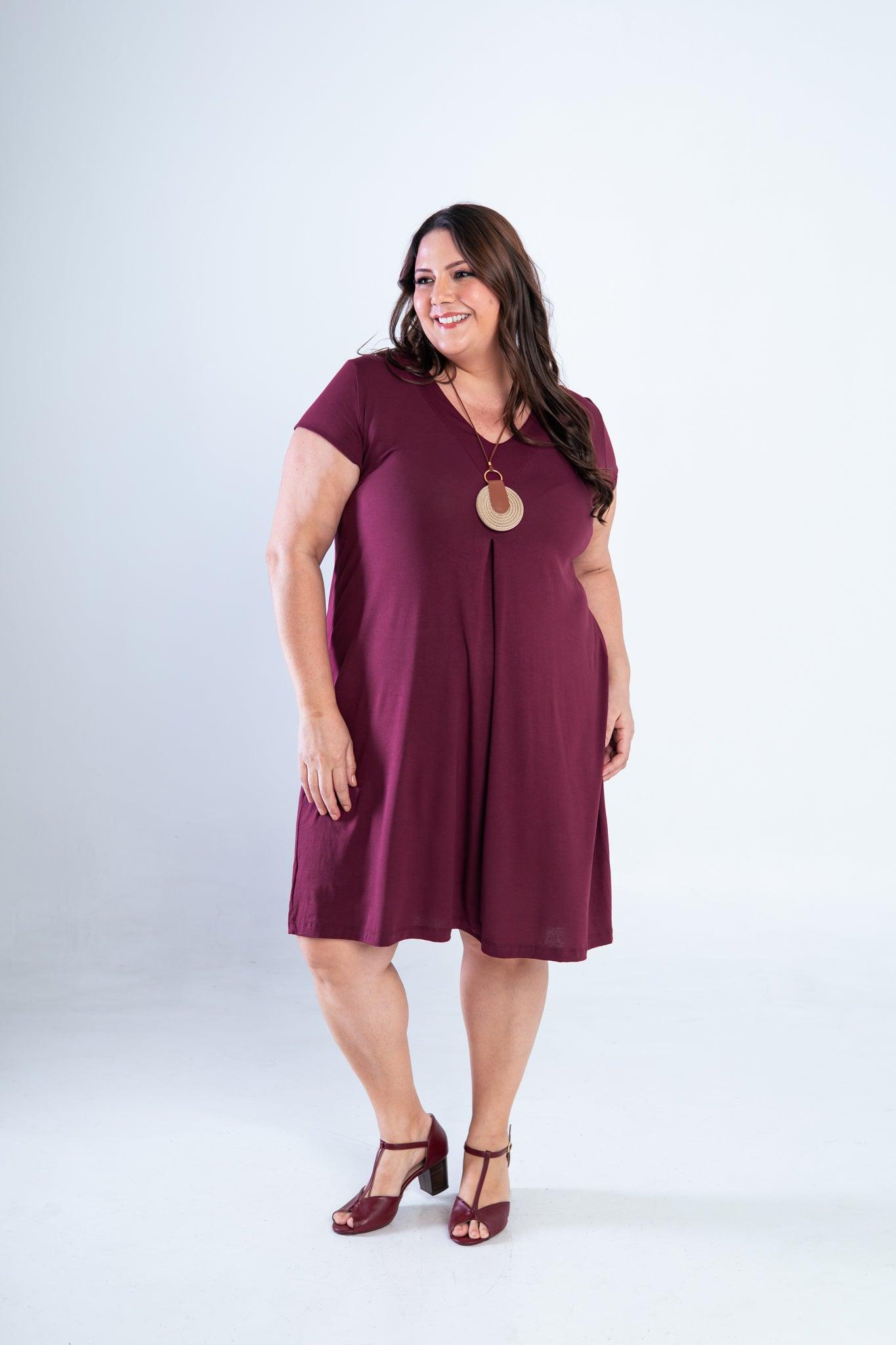 Vestido Laura - Evasê Decote V em Viscolycra - Bazar Online