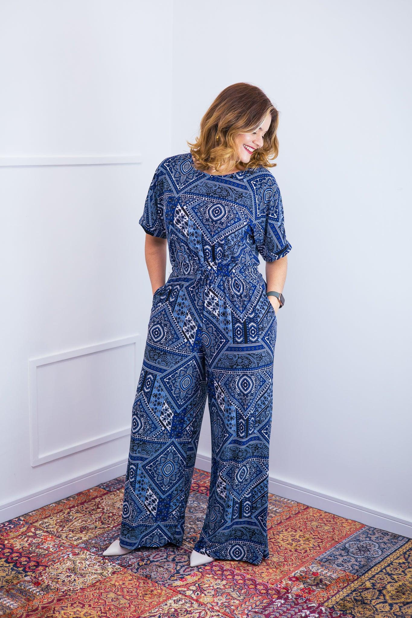 Macacão Isadora - Manga Japonesa com Calça Pantalona - Bazar Online