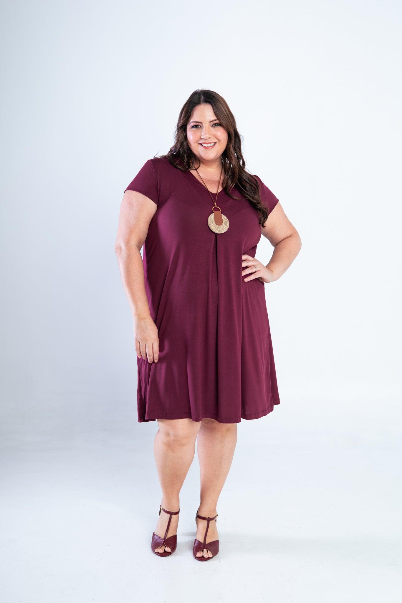 Vestido Laura - Evasê Decote V em Viscolycra - Bazar Online