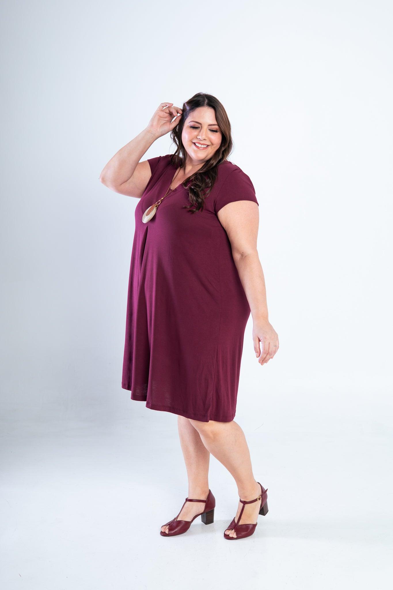 Vestido Laura - Evasê Decote V em Viscolycra - Bazar Online