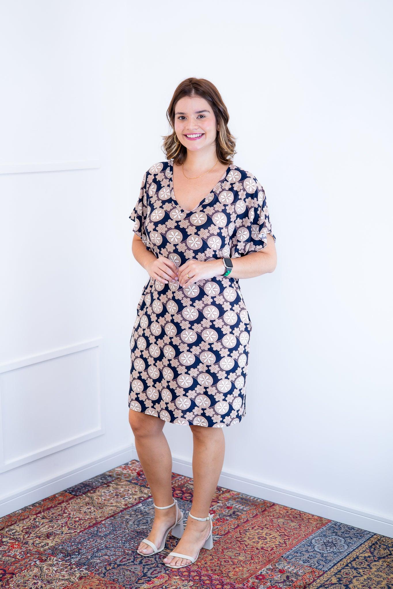 Vestido Helena - Malha Confort Manga Morcego - Bazar Online