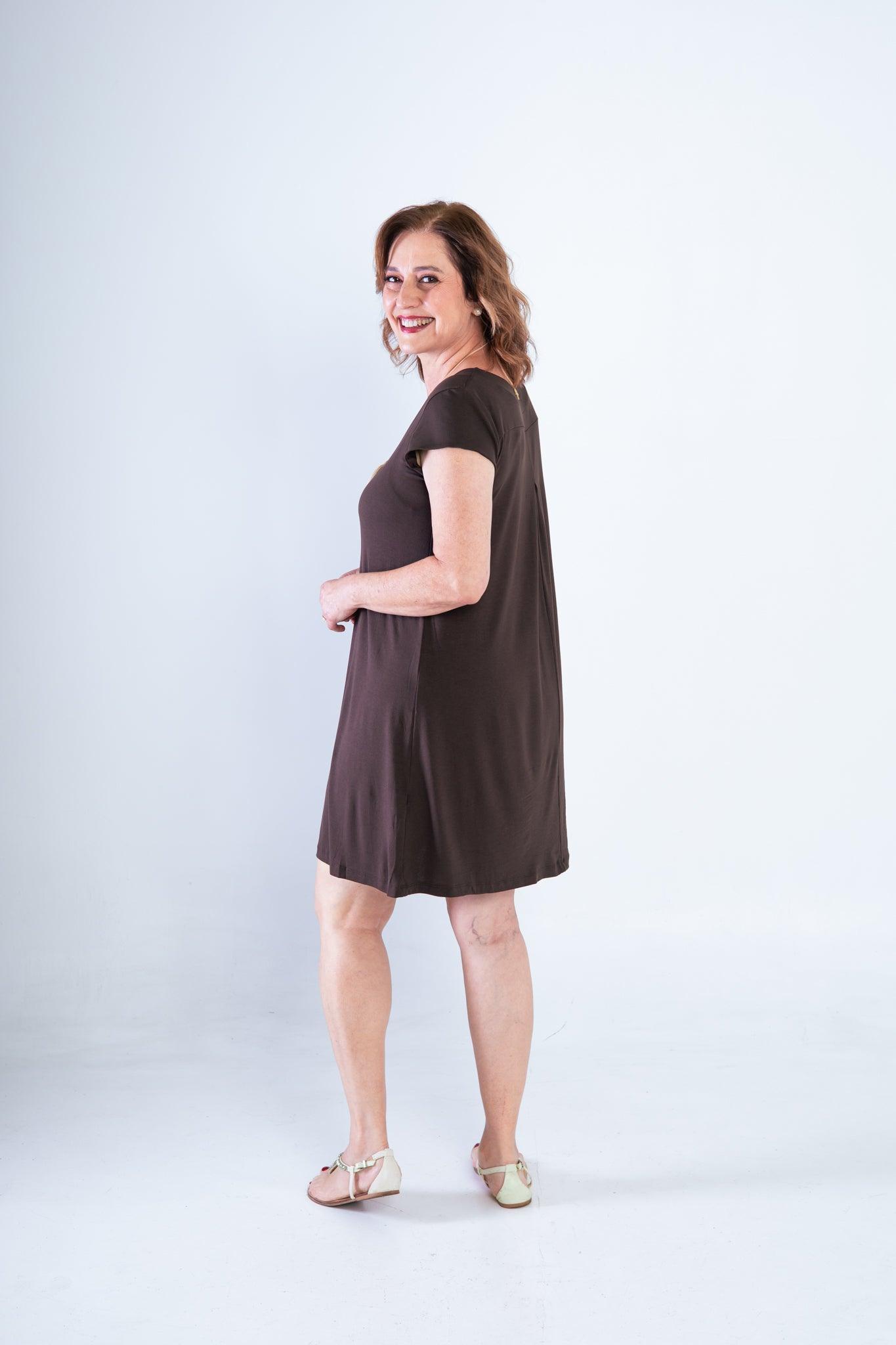 Vestido Laura - Evasê Decote V em Viscolycra - Bazar Online