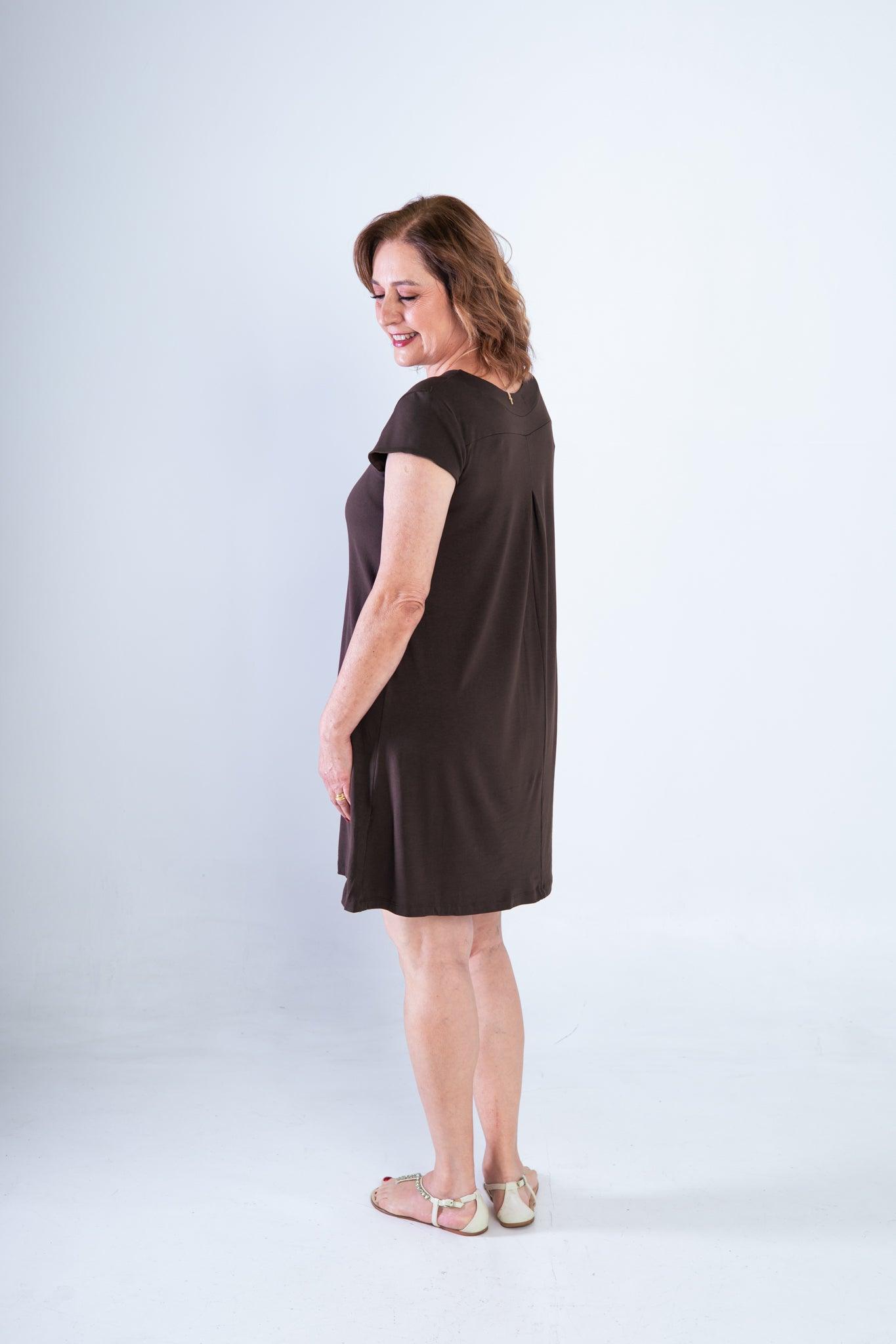 Vestido Laura - Evasê Decote V em Viscolycra - Bazar Online