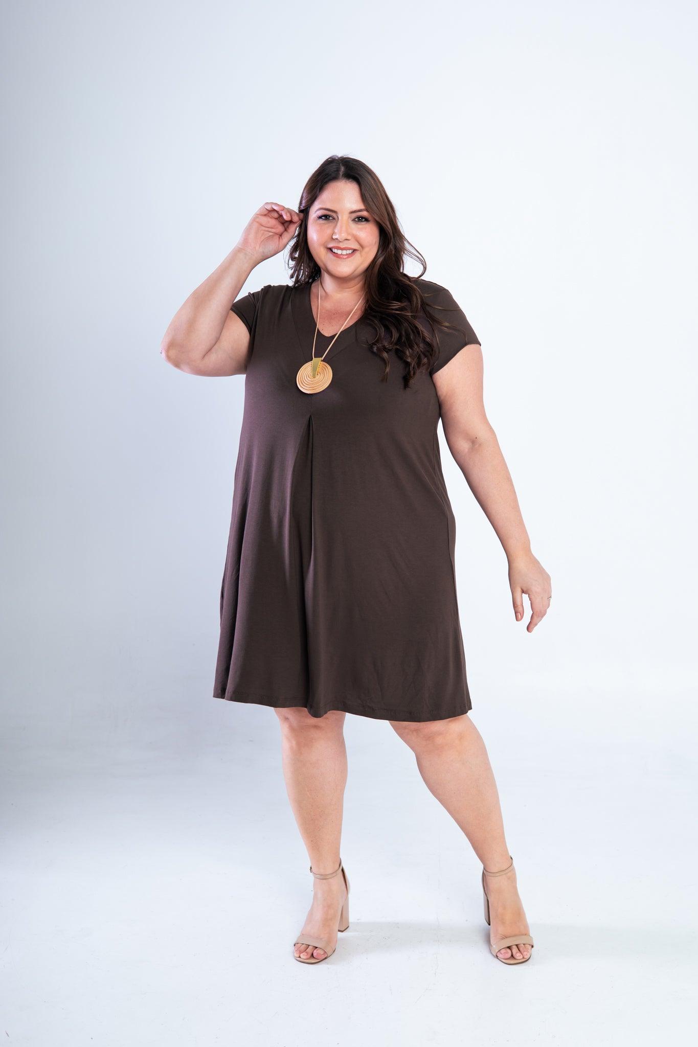 Vestido Laura - Evasê Decote V em Viscolycra - Bazar Online