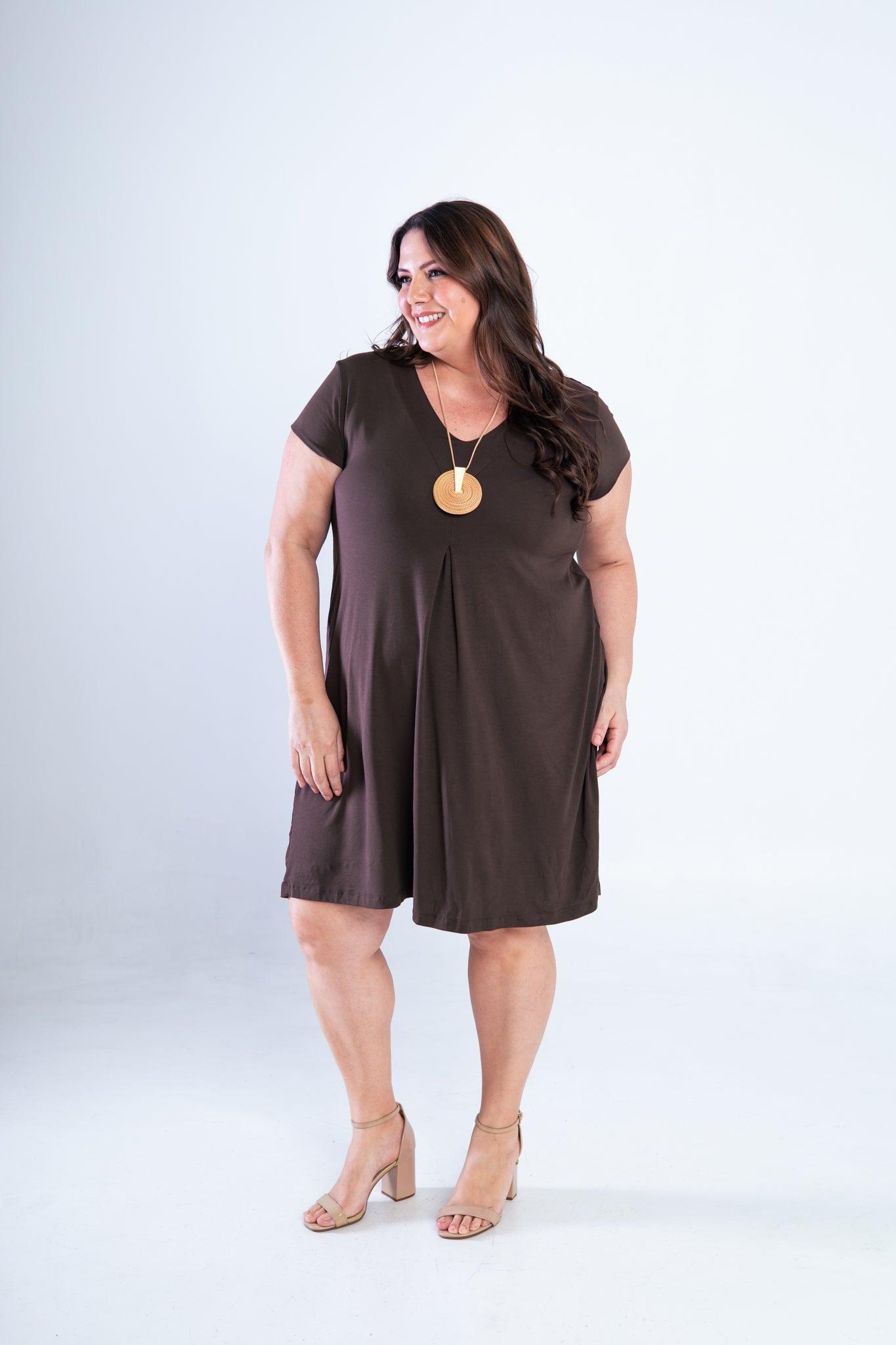 Vestido Laura - Evasê Decote V em Viscolycra - Bazar Online