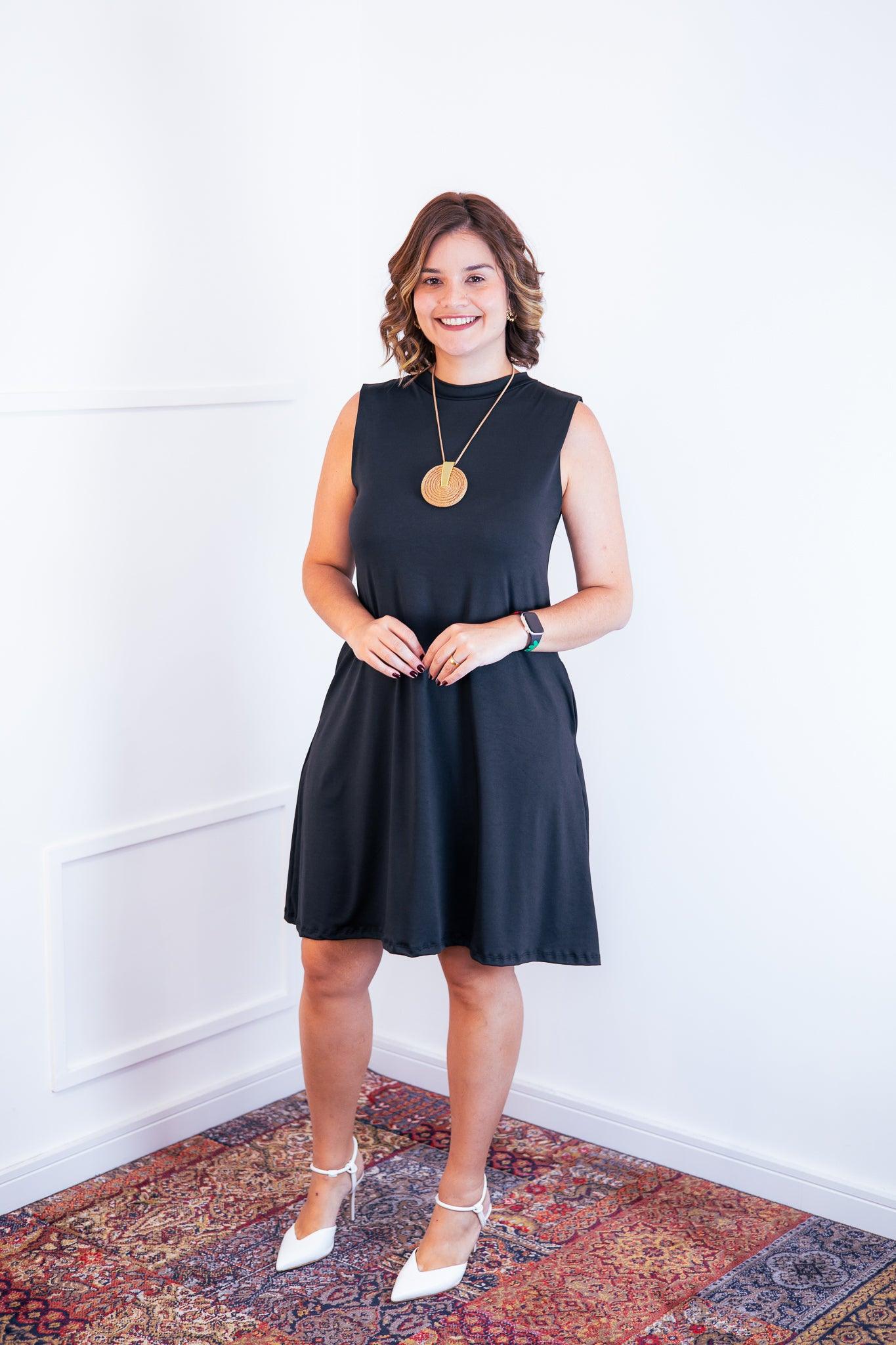 Vestido Emily -  Regata de Amarrar nas Costas em Malha Confort - Bazar Online