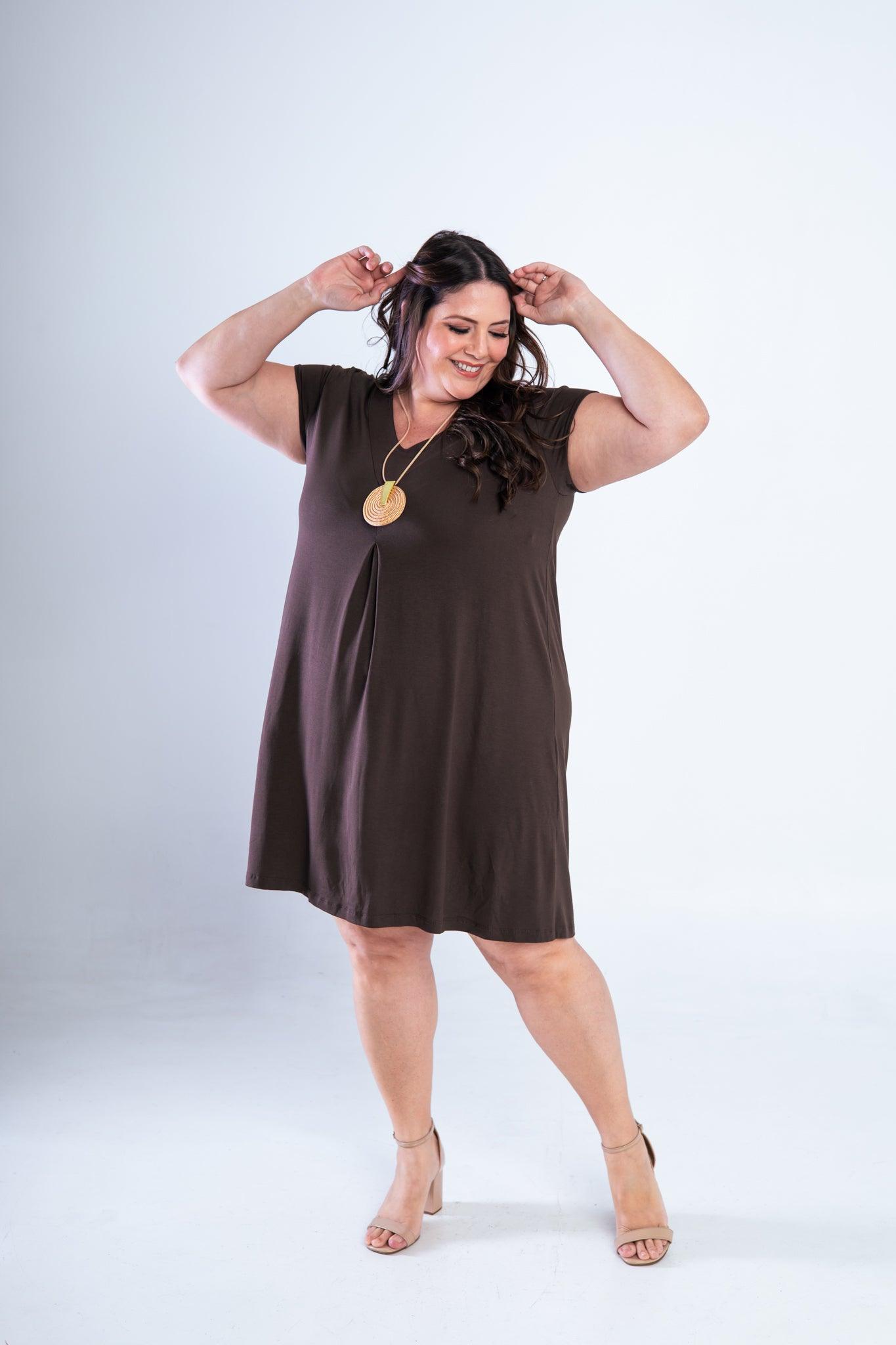 Vestido Laura - Evasê Decote V em Viscolycra - Bazar Online