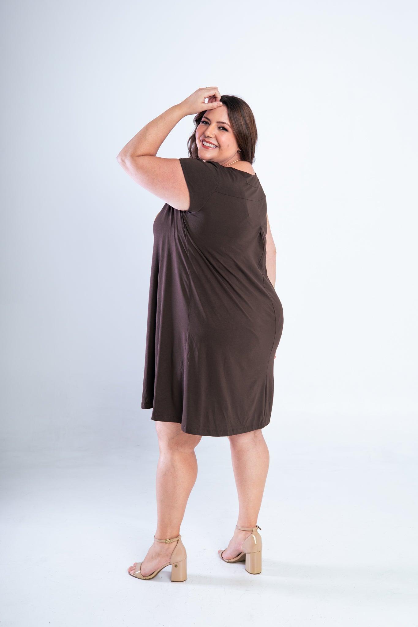 Vestido Laura - Evasê Decote V em Viscolycra - Bazar Online