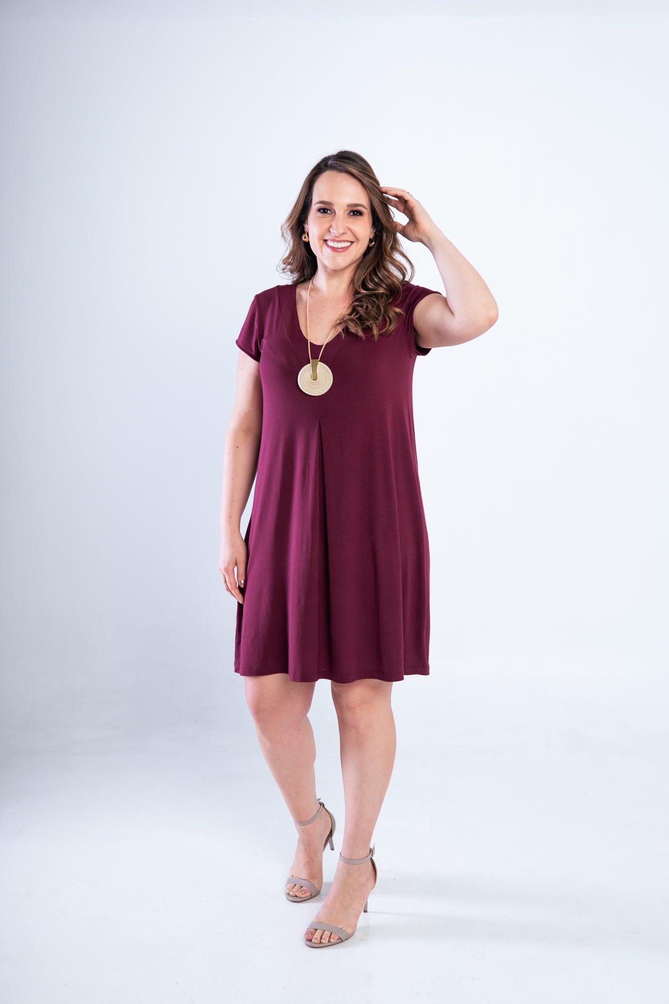 Vestido Laura - Evasê Decote V em Viscolycra - Bazar Online