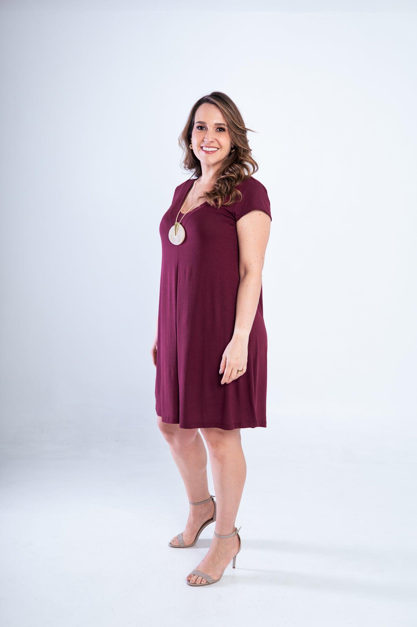 Vestido Laura - Evasê Decote V em Viscolycra - Bazar Online