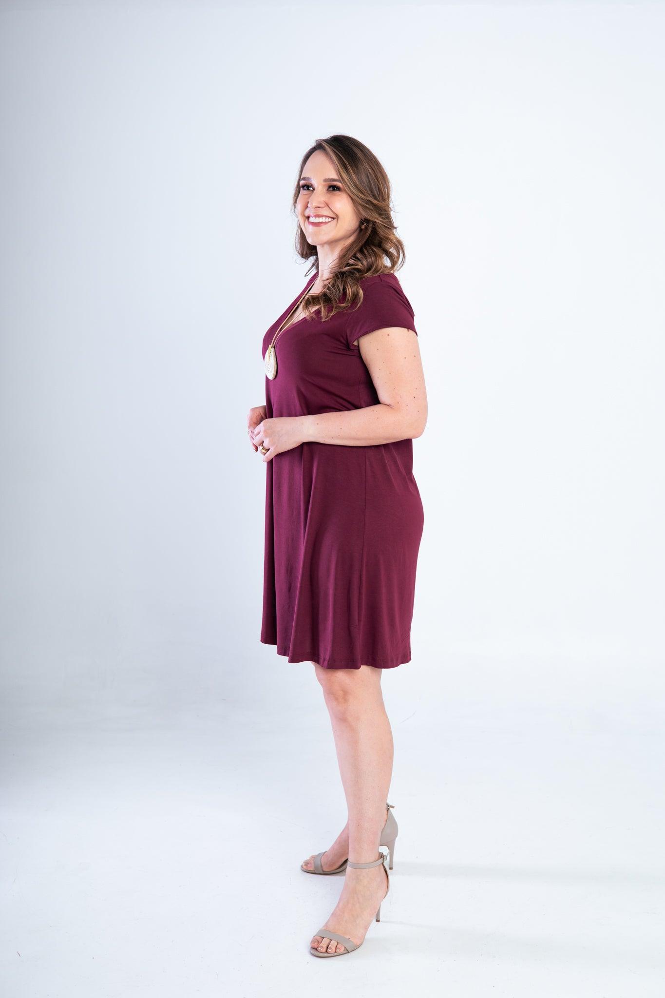 Vestido Laura - Evasê Decote V em Viscolycra - Bazar Online