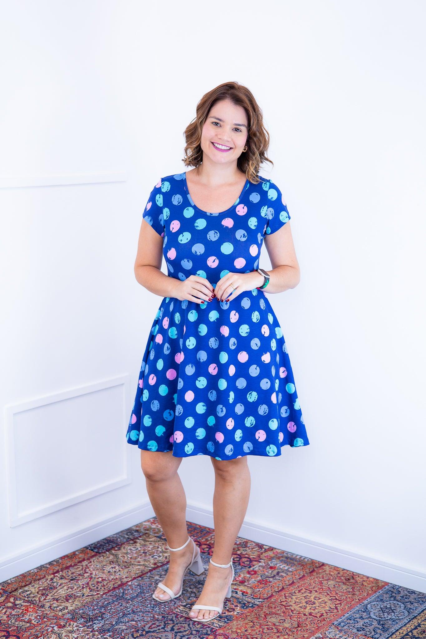 Vestido Melissa - Gola Redonda Acinturado em Viscolycra - Bazar Online