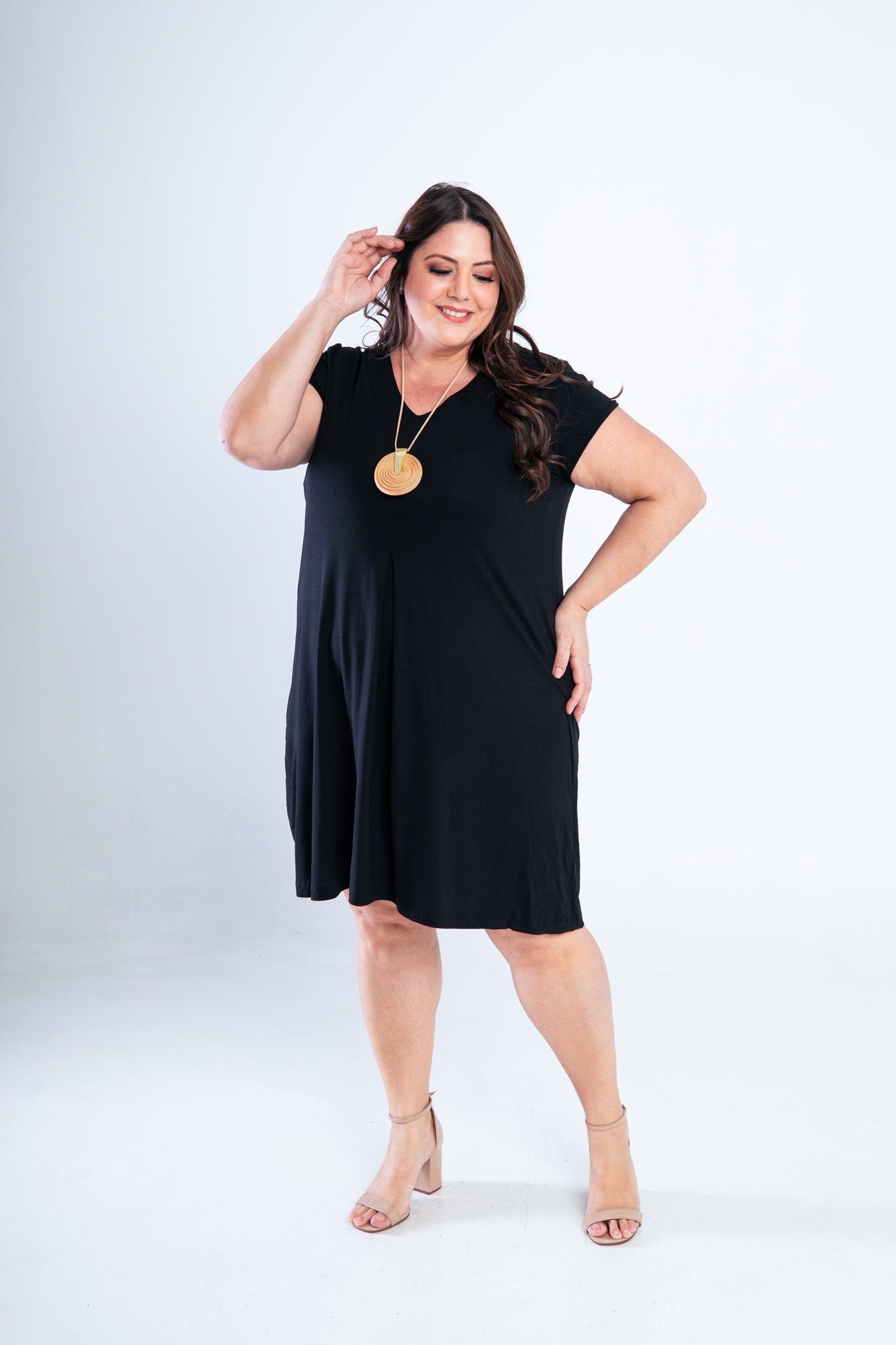 Vestido Laura - Evasê Decote V em Viscolycra - Bazar Online