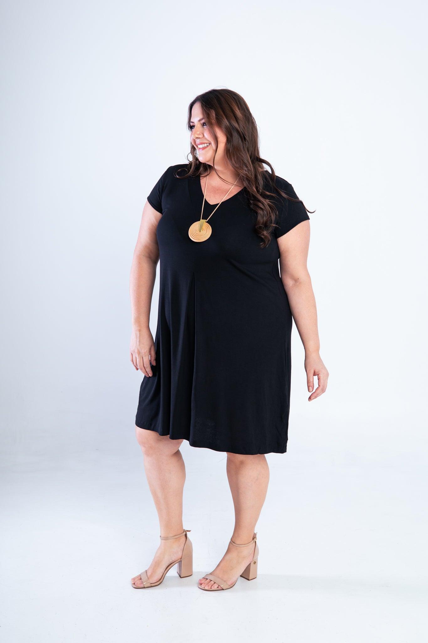 Vestido Laura - Evasê Decote V em Viscolycra - Bazar Online