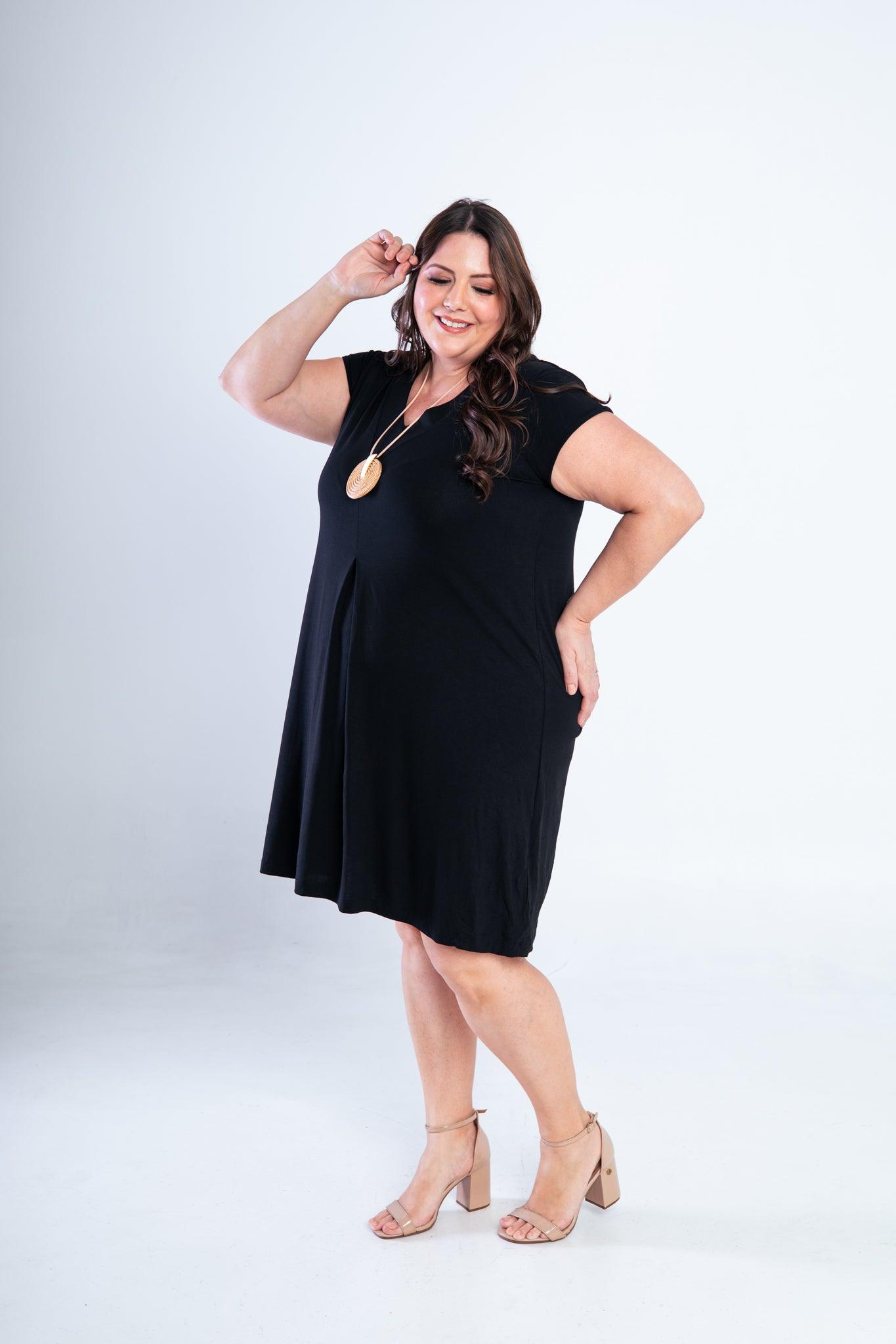 Vestido Laura - Evasê Decote V em Viscolycra - Bazar Online