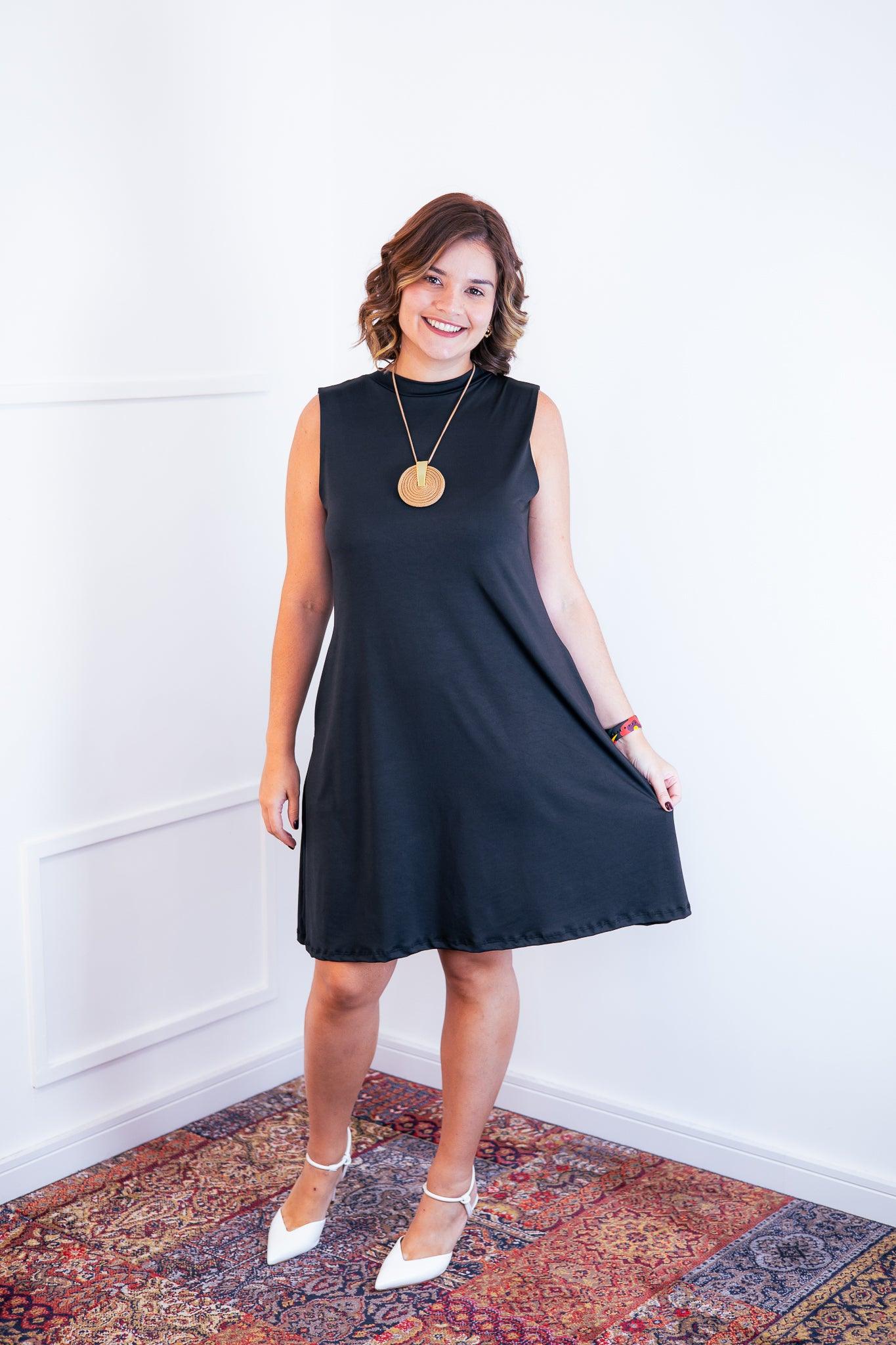 Vestido Emily -  Regata de Amarrar nas Costas em Malha Confort - Bazar Online