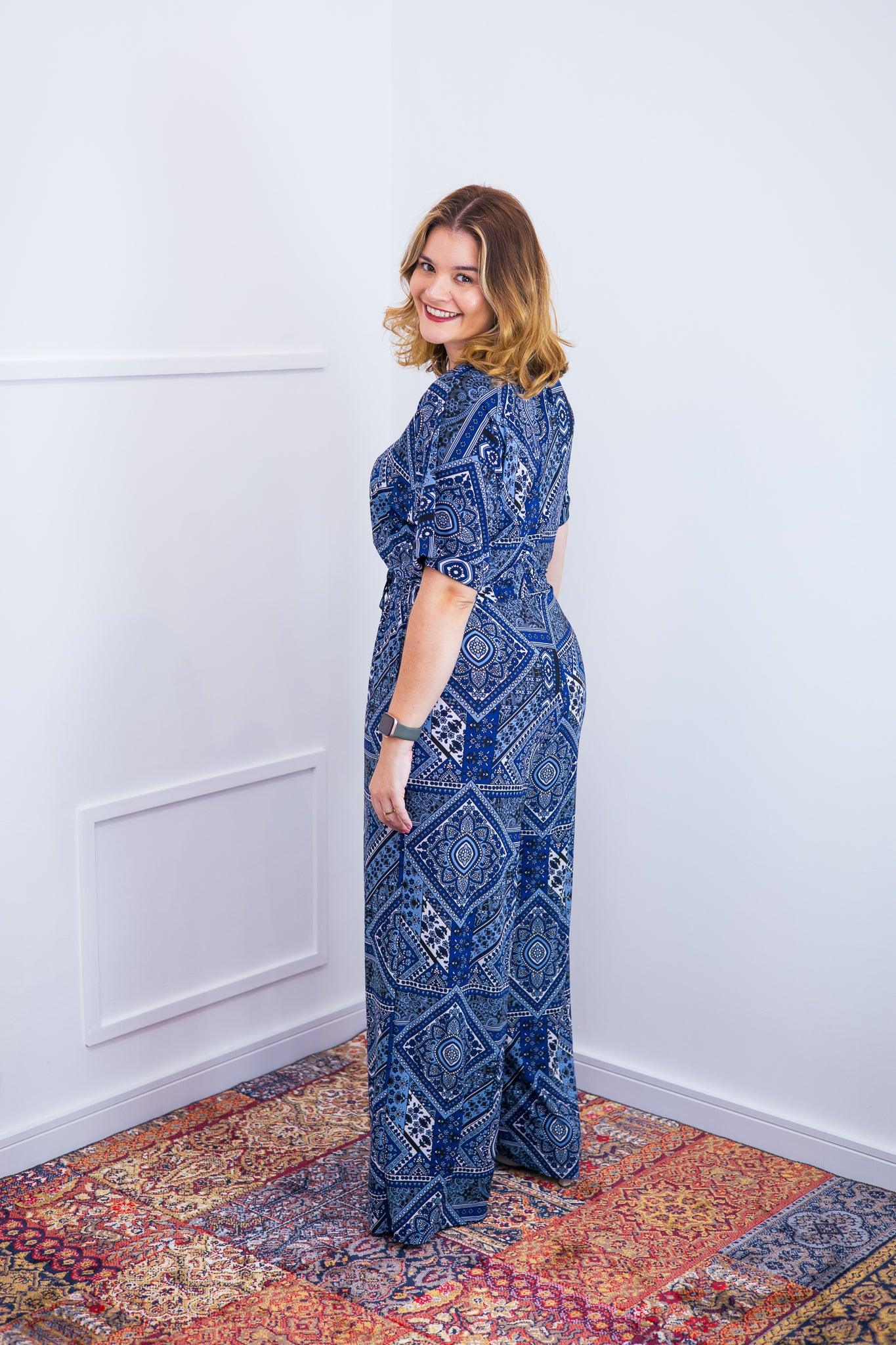 Macacão Isadora - Manga Japonesa com Calça Pantalona - Bazar Online