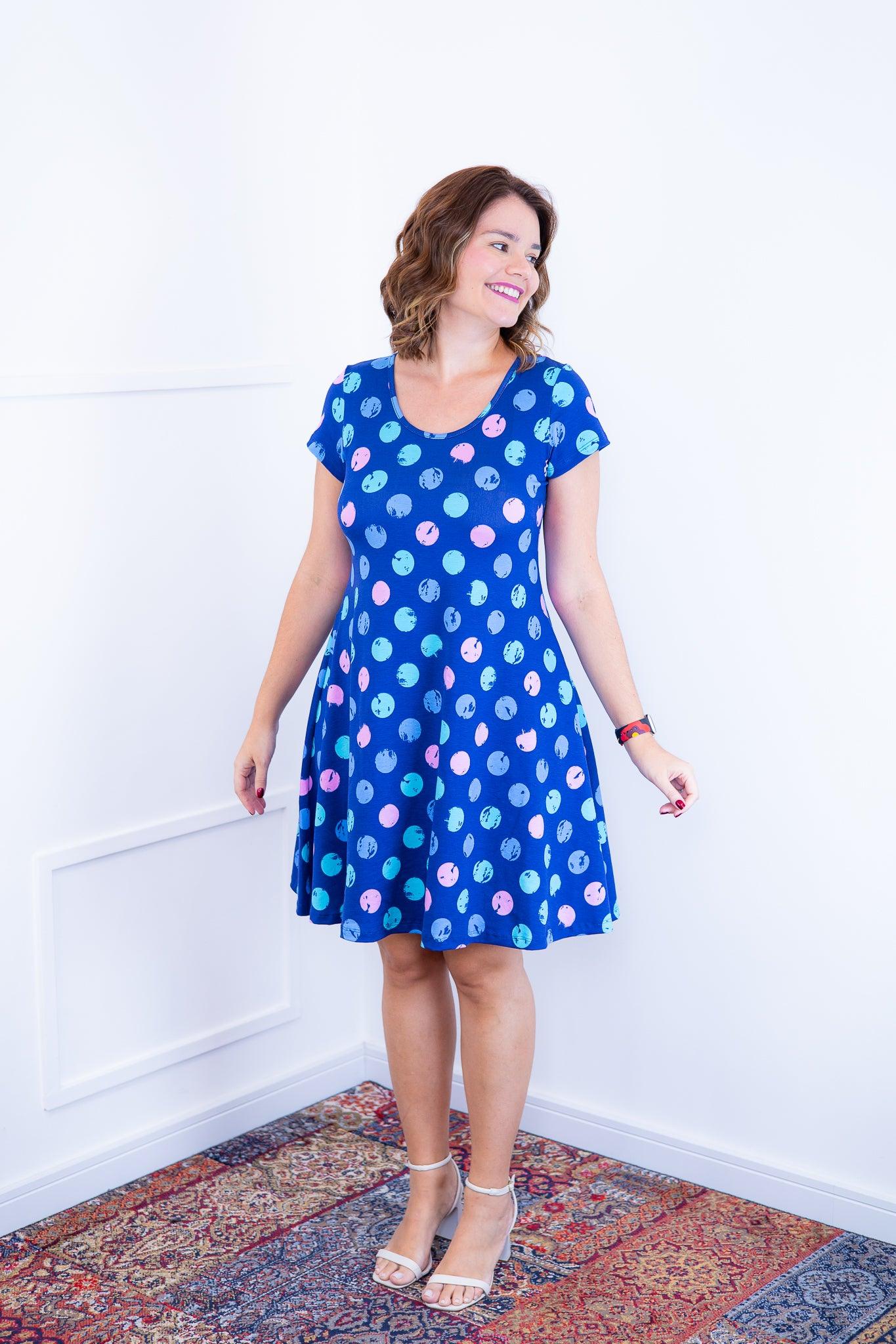 Vestido Melissa - Gola Redonda Acinturado em Viscolycra - Bazar Online