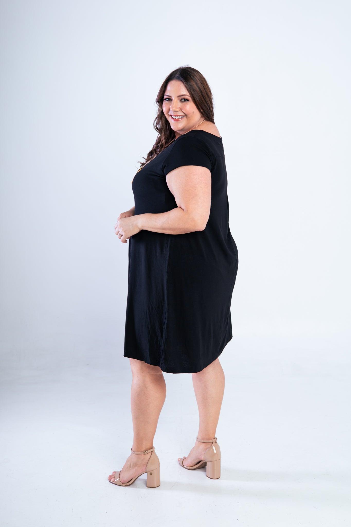 Vestido Laura - Evasê Decote V em Viscolycra - Bazar Online