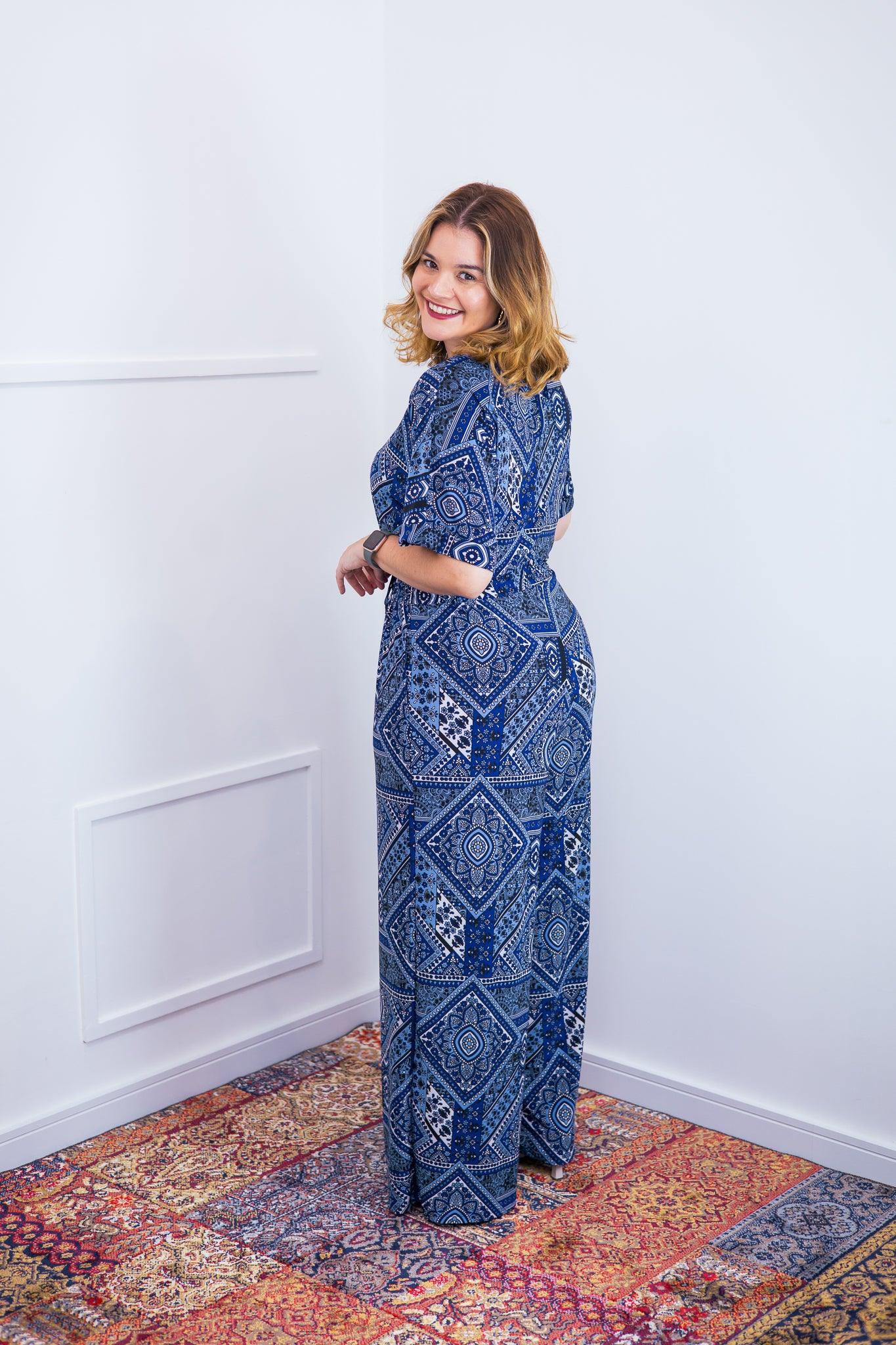 Macacão Isadora - Manga Japonesa com Calça Pantalona - Bazar Online