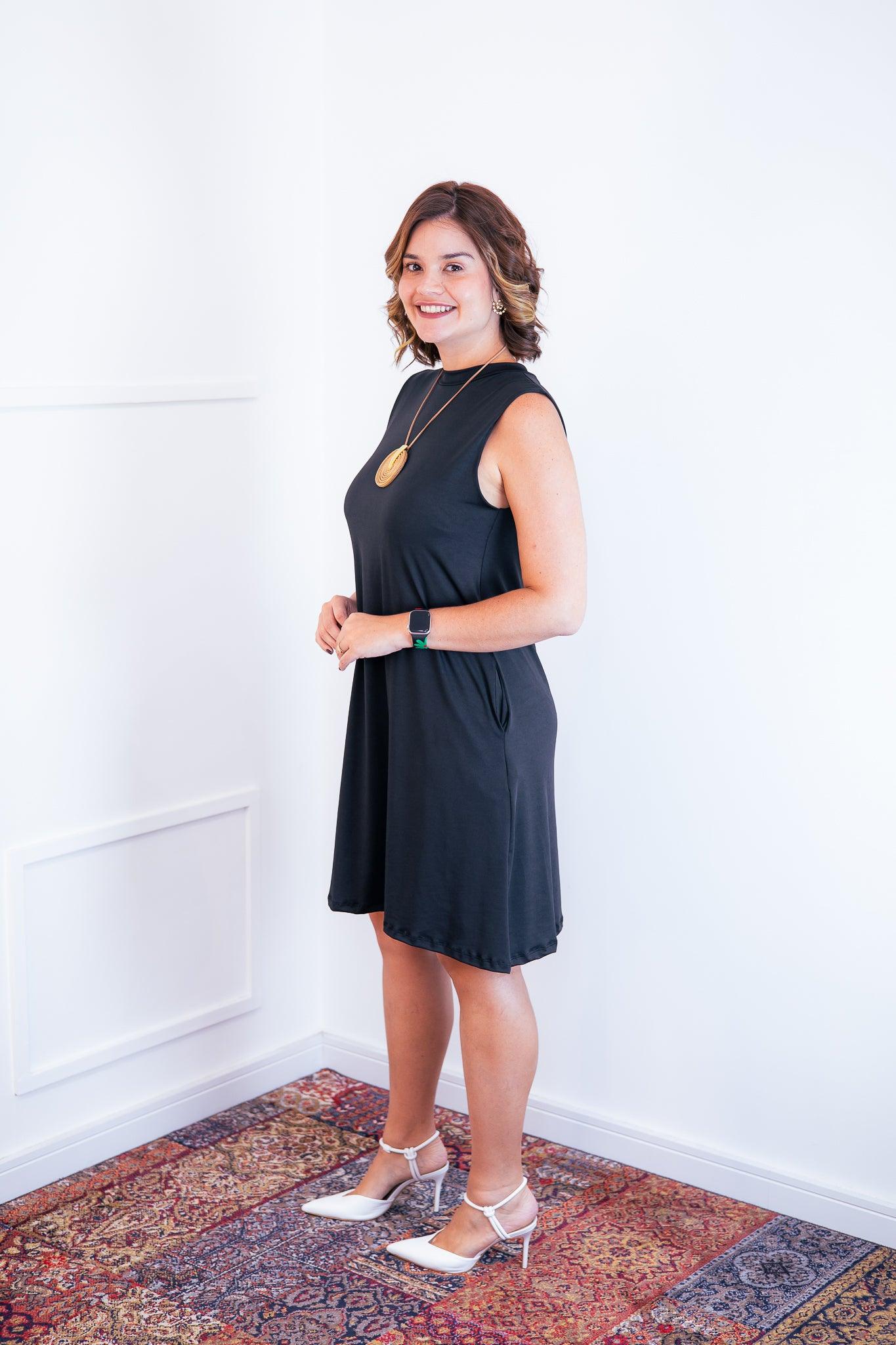 Vestido Emily -  Regata de Amarrar nas Costas em Malha Confort - Bazar Online