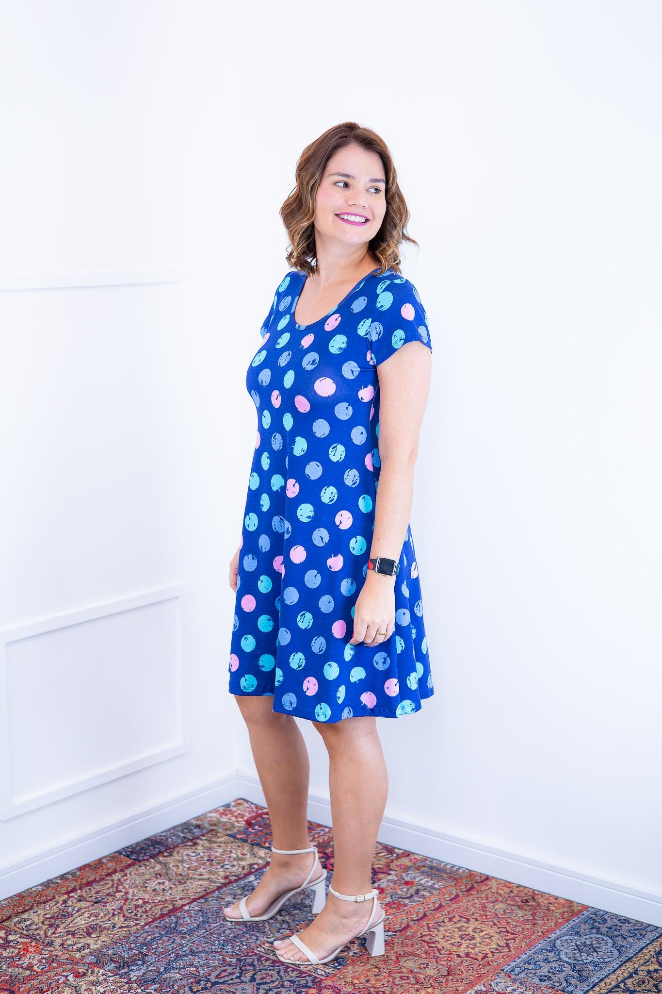 Vestido Melissa - Gola Redonda Acinturado em Viscolycra - Bazar Online