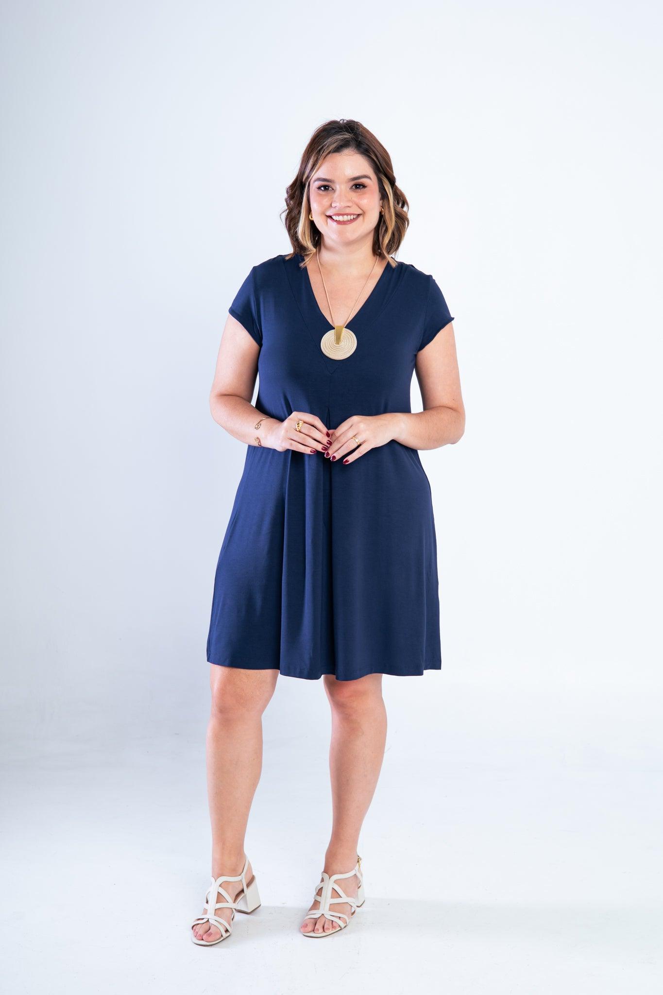 Vestido Laura - Evasê Decote V em Viscolycra - Bazar Online