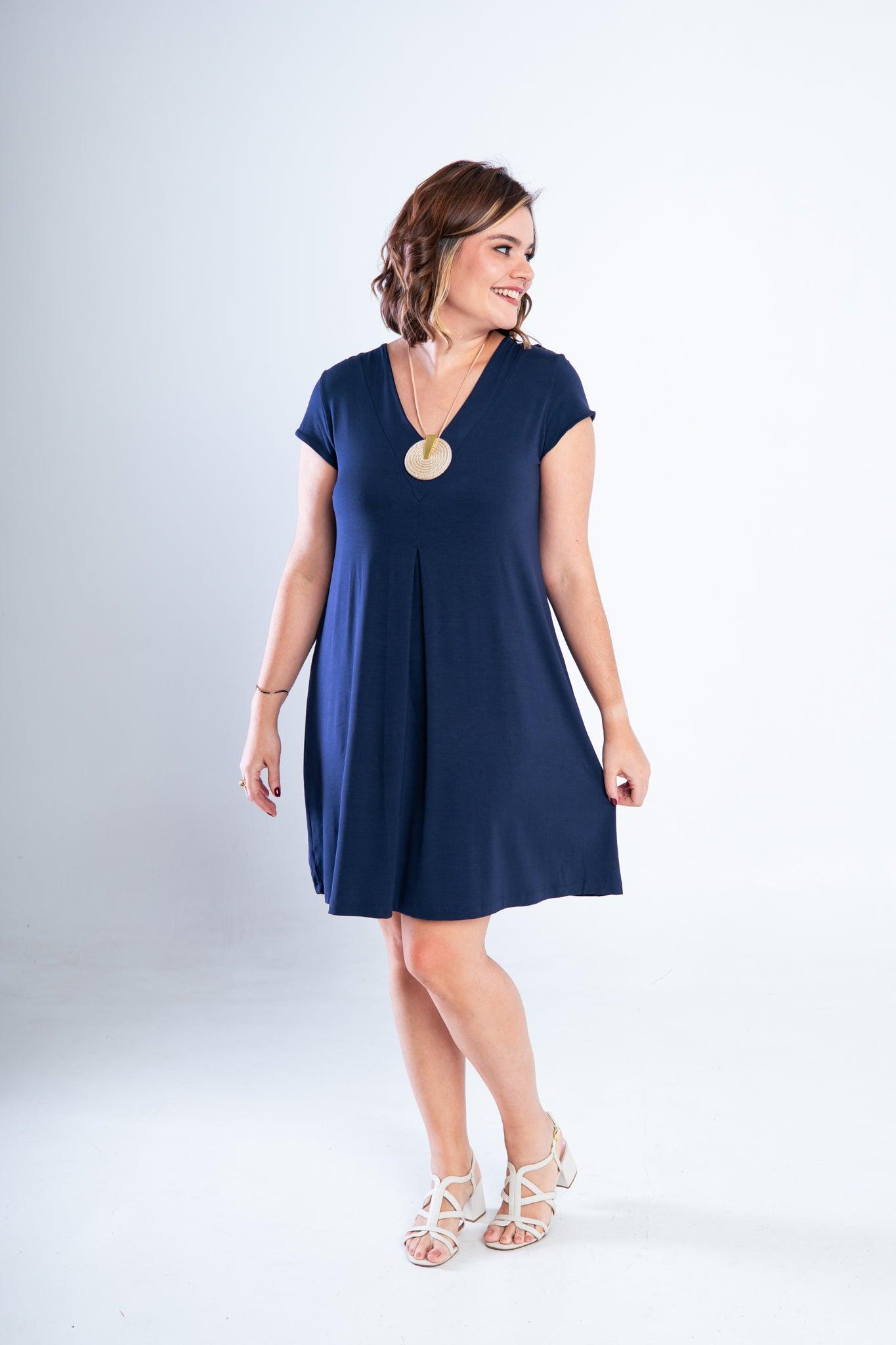 Vestido Laura - Evasê Decote V em Viscolycra - Bazar Online