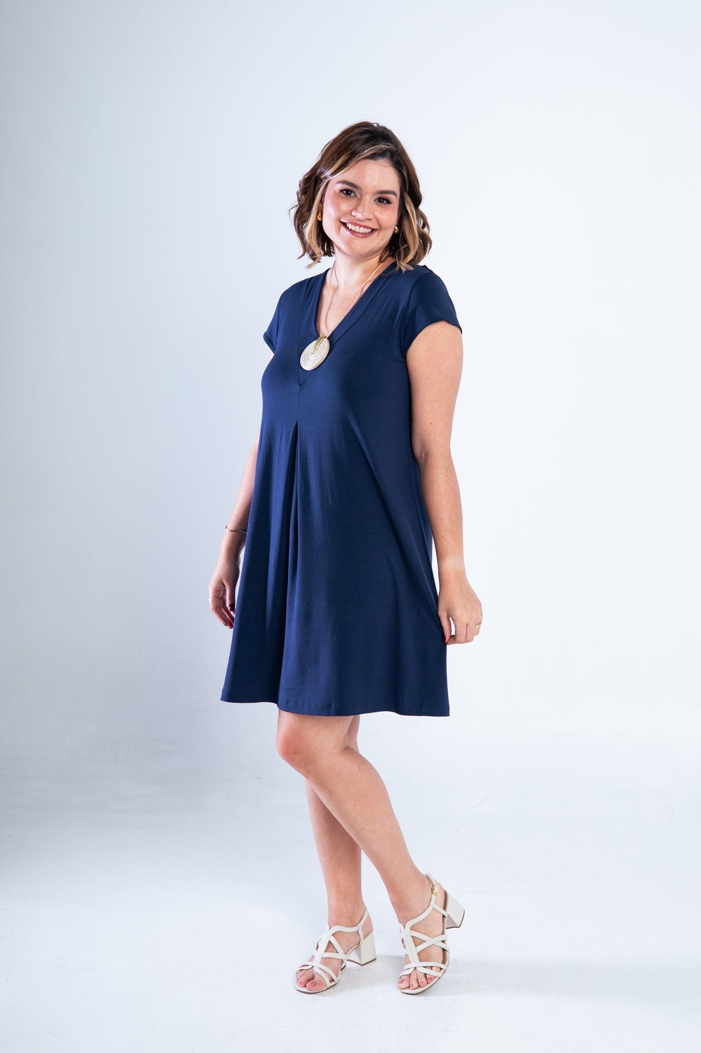 Vestido Laura - Evasê Decote V em Viscolycra - Bazar Online