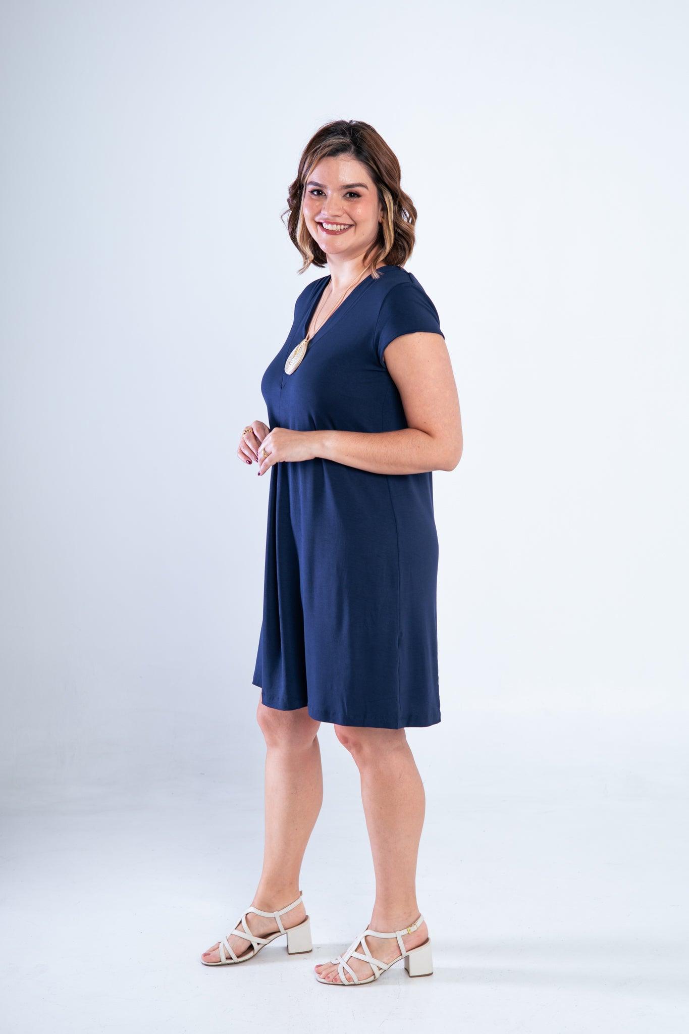 Vestido Laura - Evasê Decote V em Viscolycra - Bazar Online