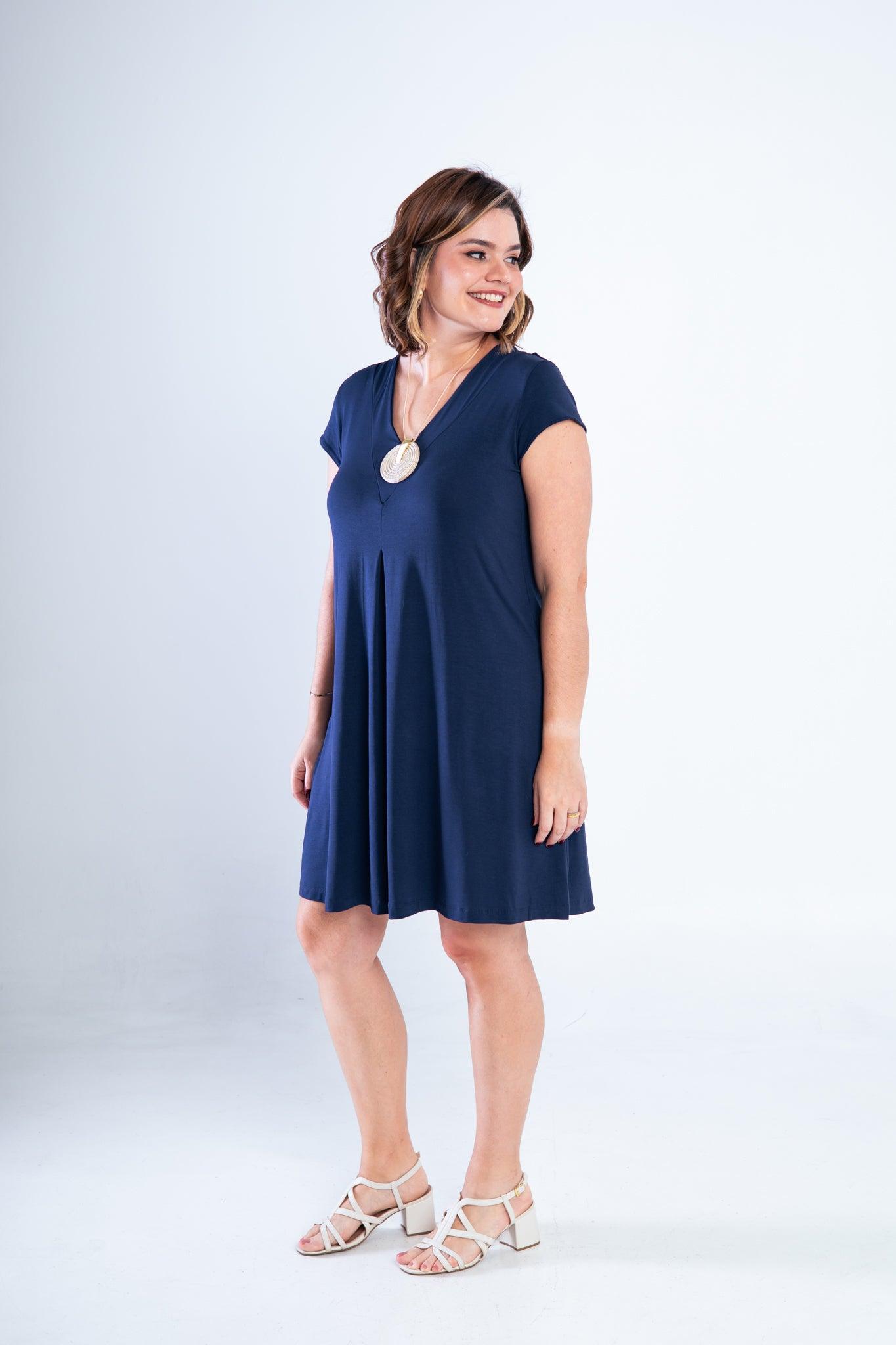 Vestido Laura - Evasê Decote V em Viscolycra - Bazar Online