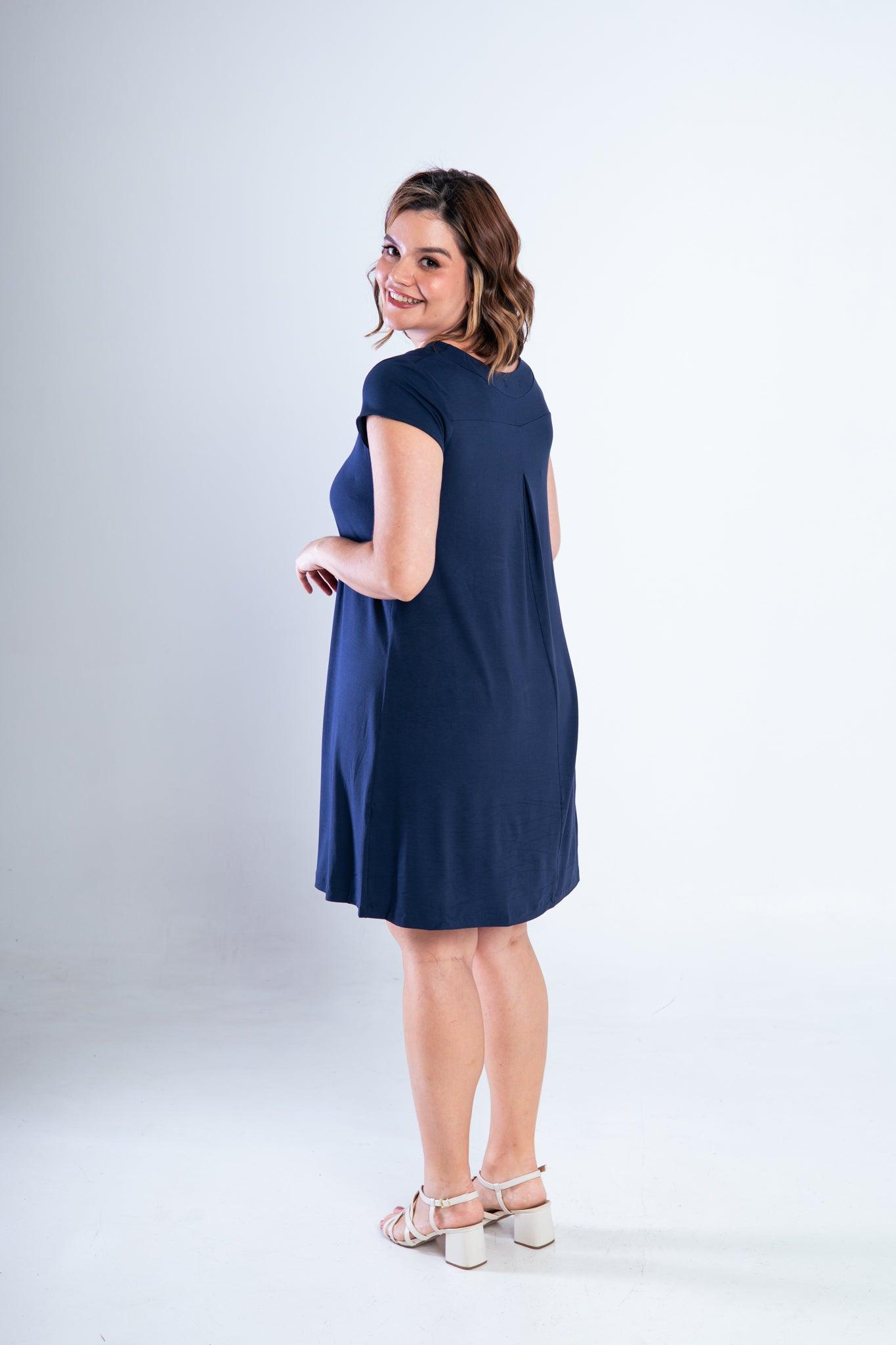 Vestido Laura - Evasê Decote V em Viscolycra - Bazar Online