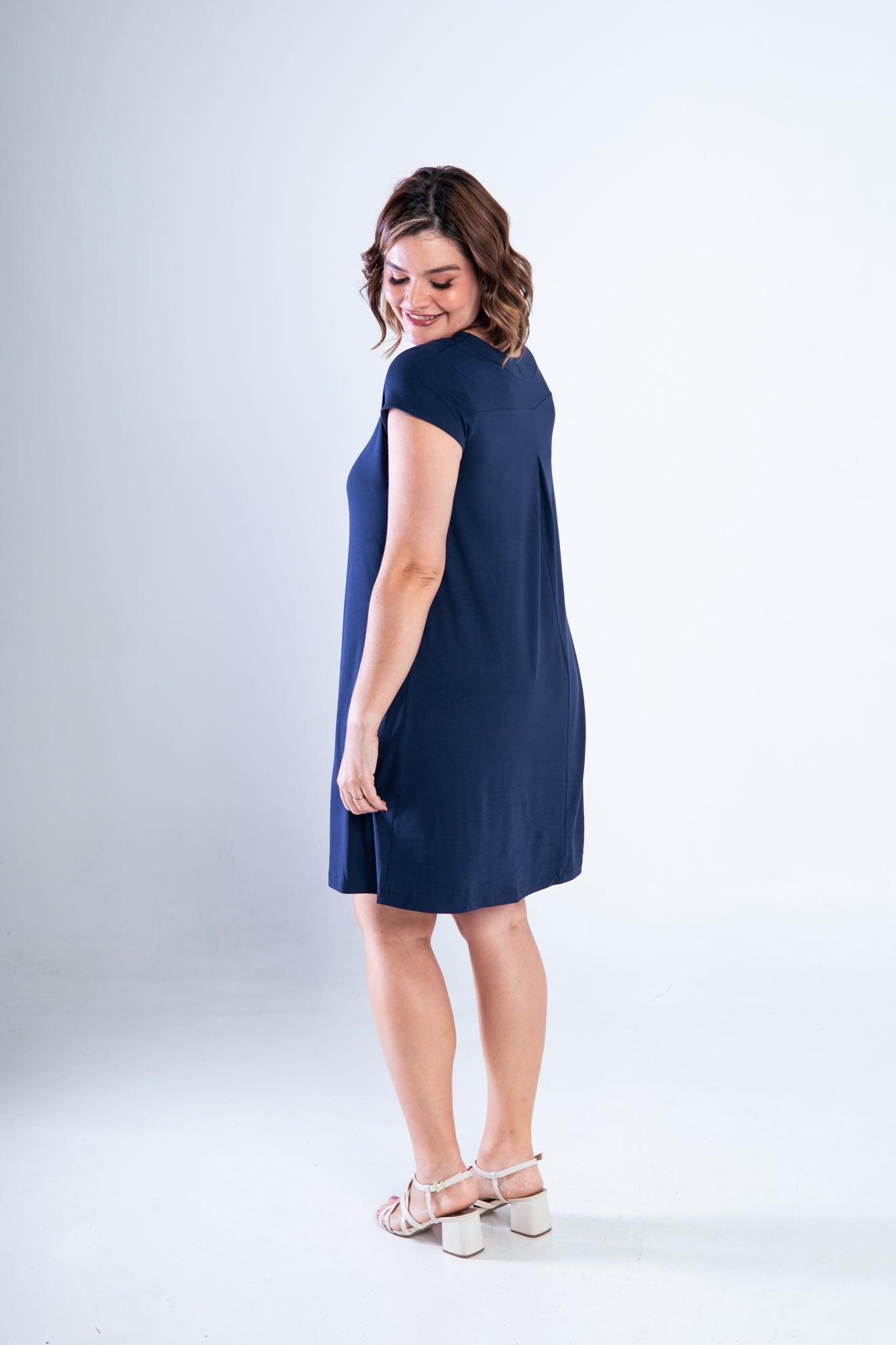 Vestido Laura - Evasê Decote V em Viscolycra - Bazar Online
