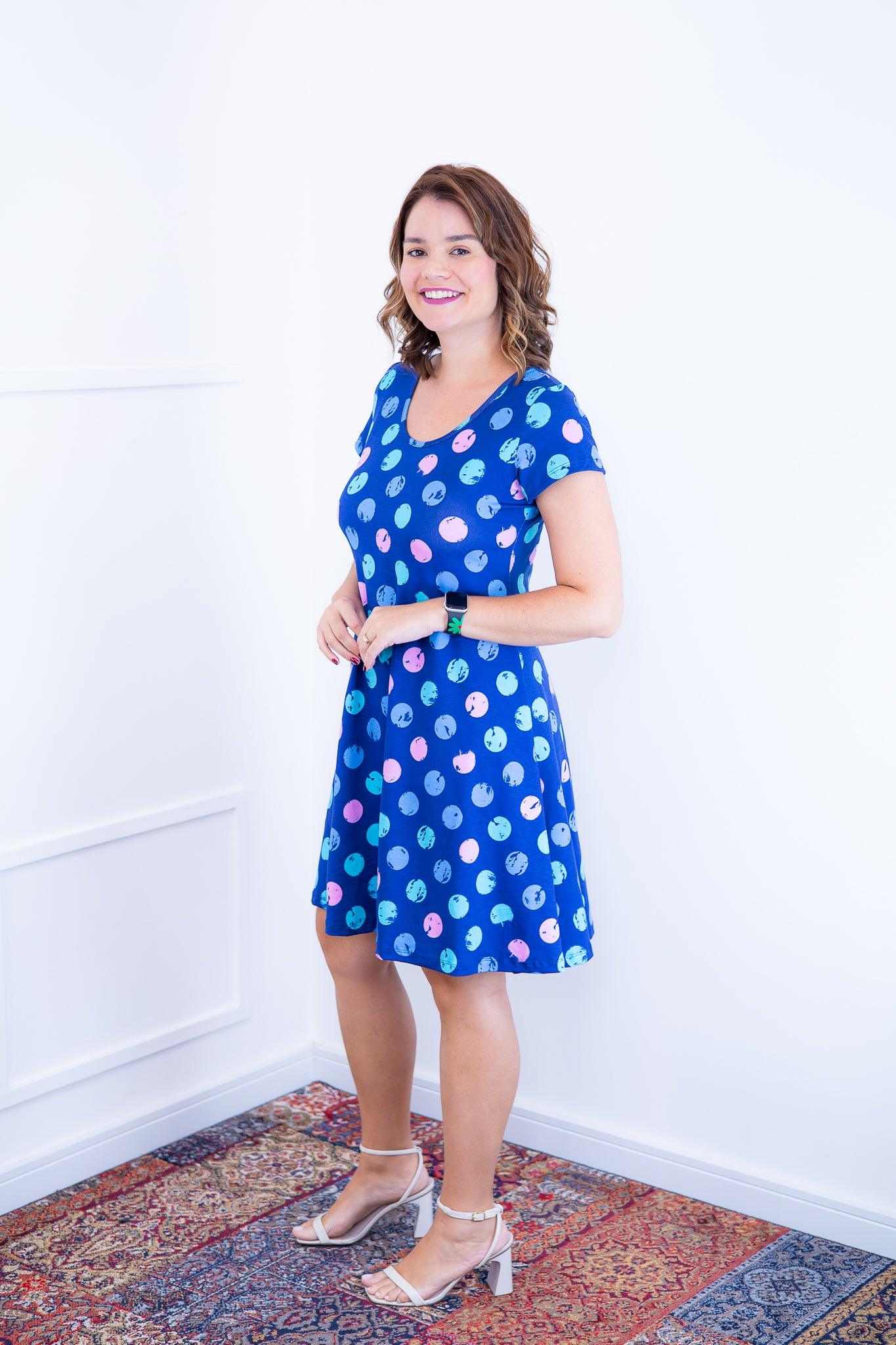 Vestido Melissa - Gola Redonda Acinturado em Viscolycra - Bazar Online