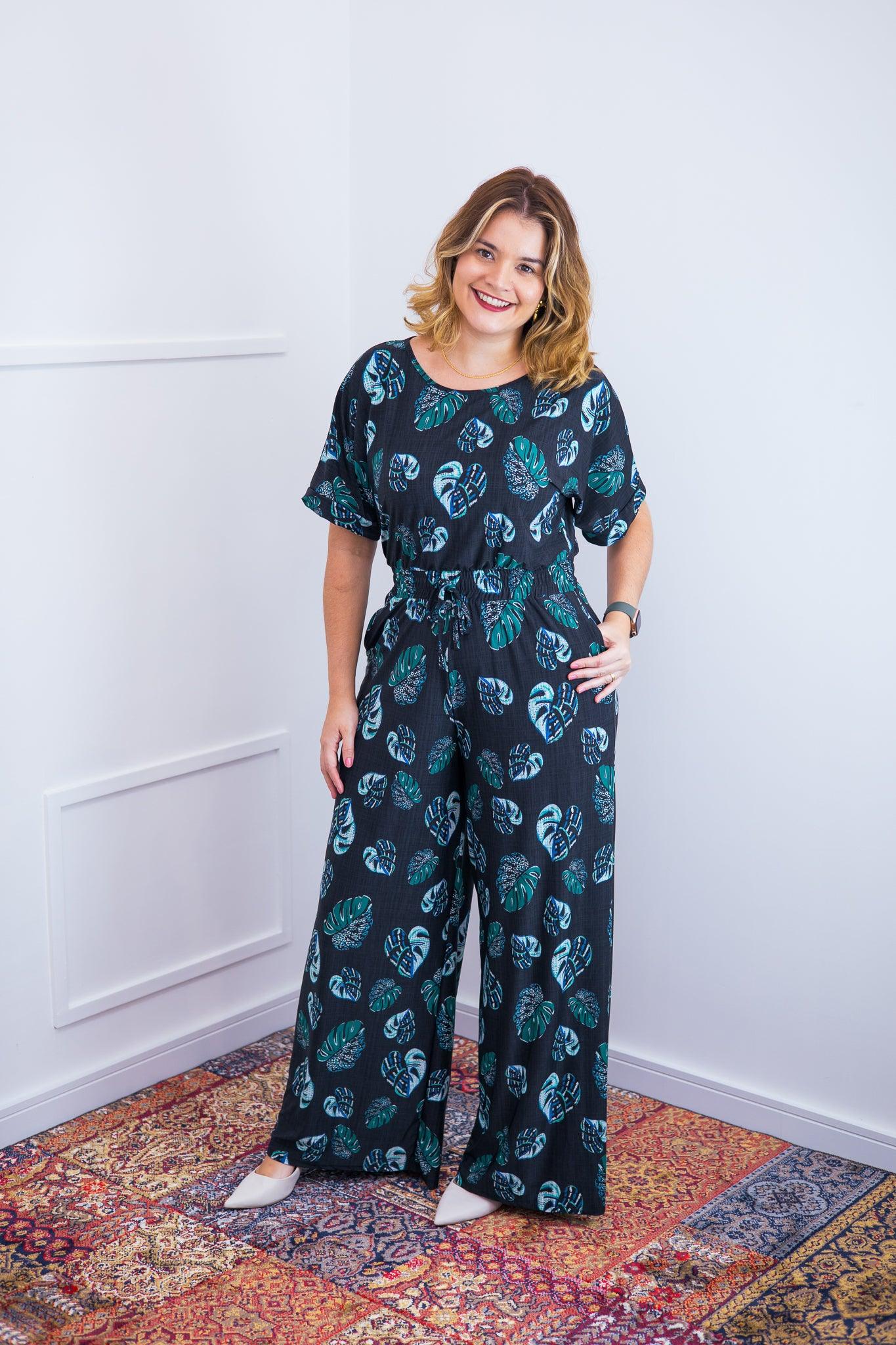 Macacão Isadora - Manga Japonesa com Calça Pantalona - Bazar Online