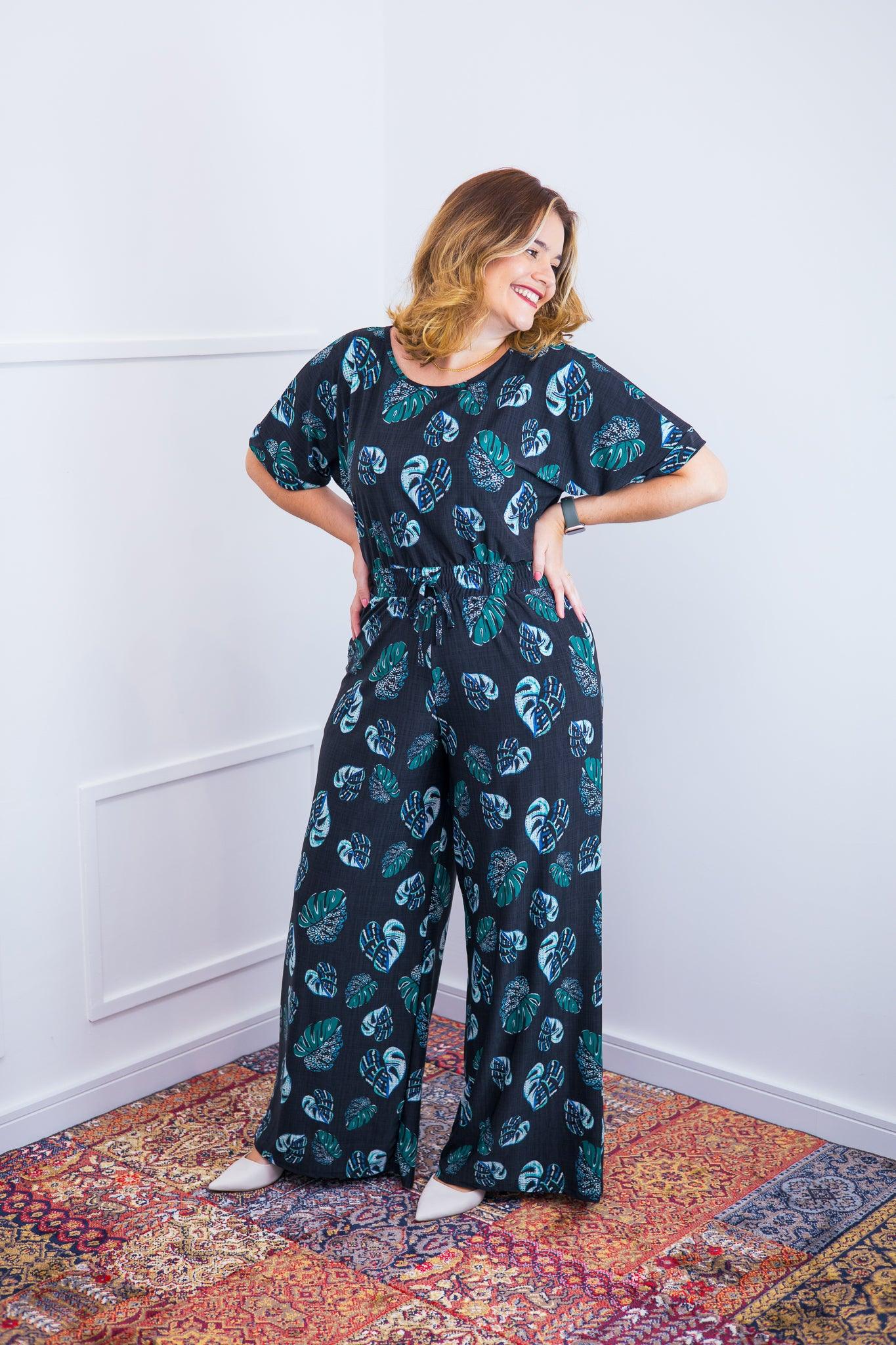 Macacão Isadora - Manga Japonesa com Calça Pantalona - Bazar Online