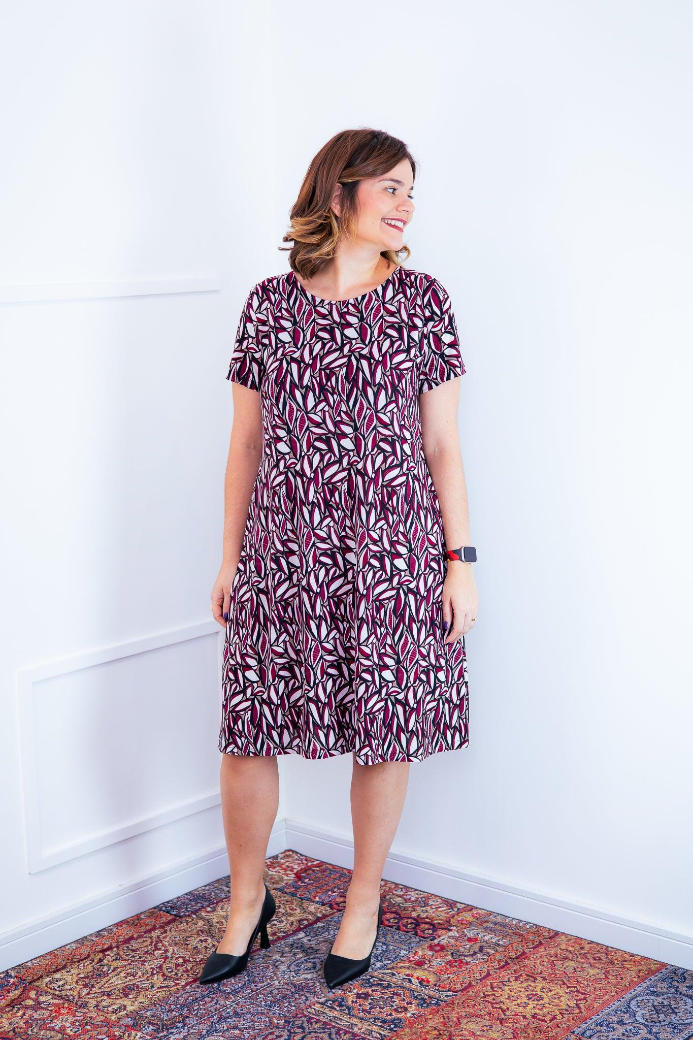 Vestido Sara - Malha Confort Midi com Manga - Bazar Online