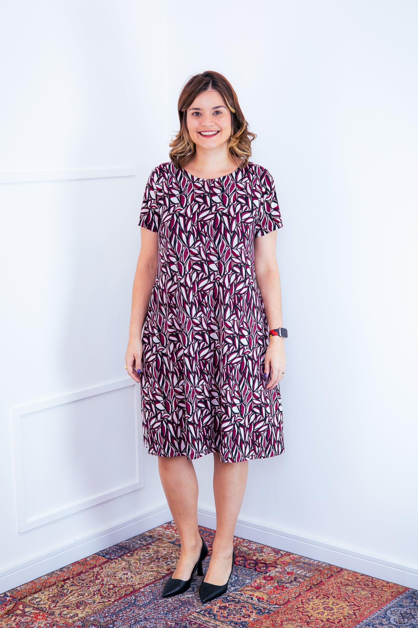 Vestido Sara - Malha Confort Midi com Manga - Bazar Online
