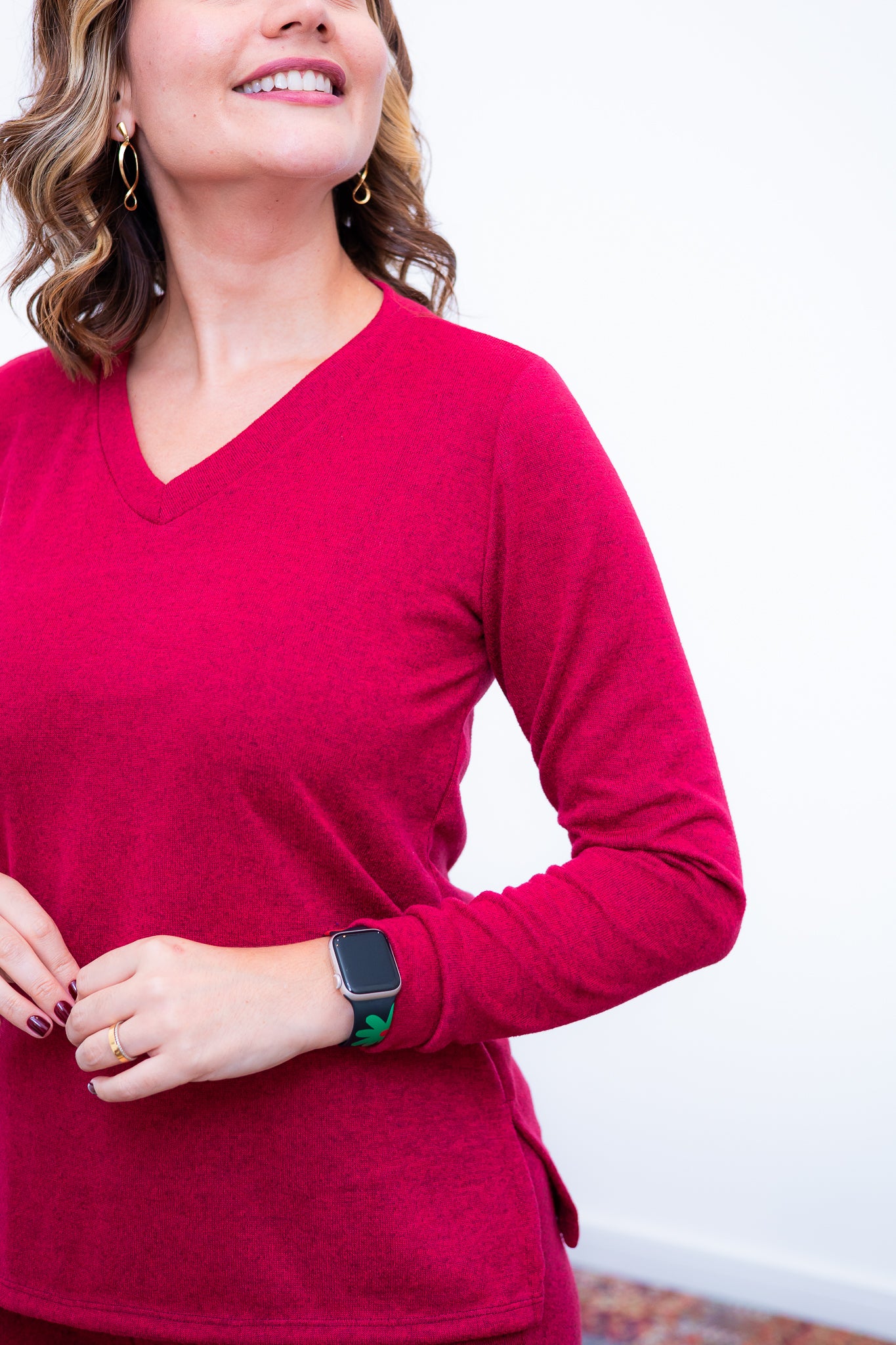 Blusa Paula - Gola V de Manga Longa Lãzinha - Bazar Online